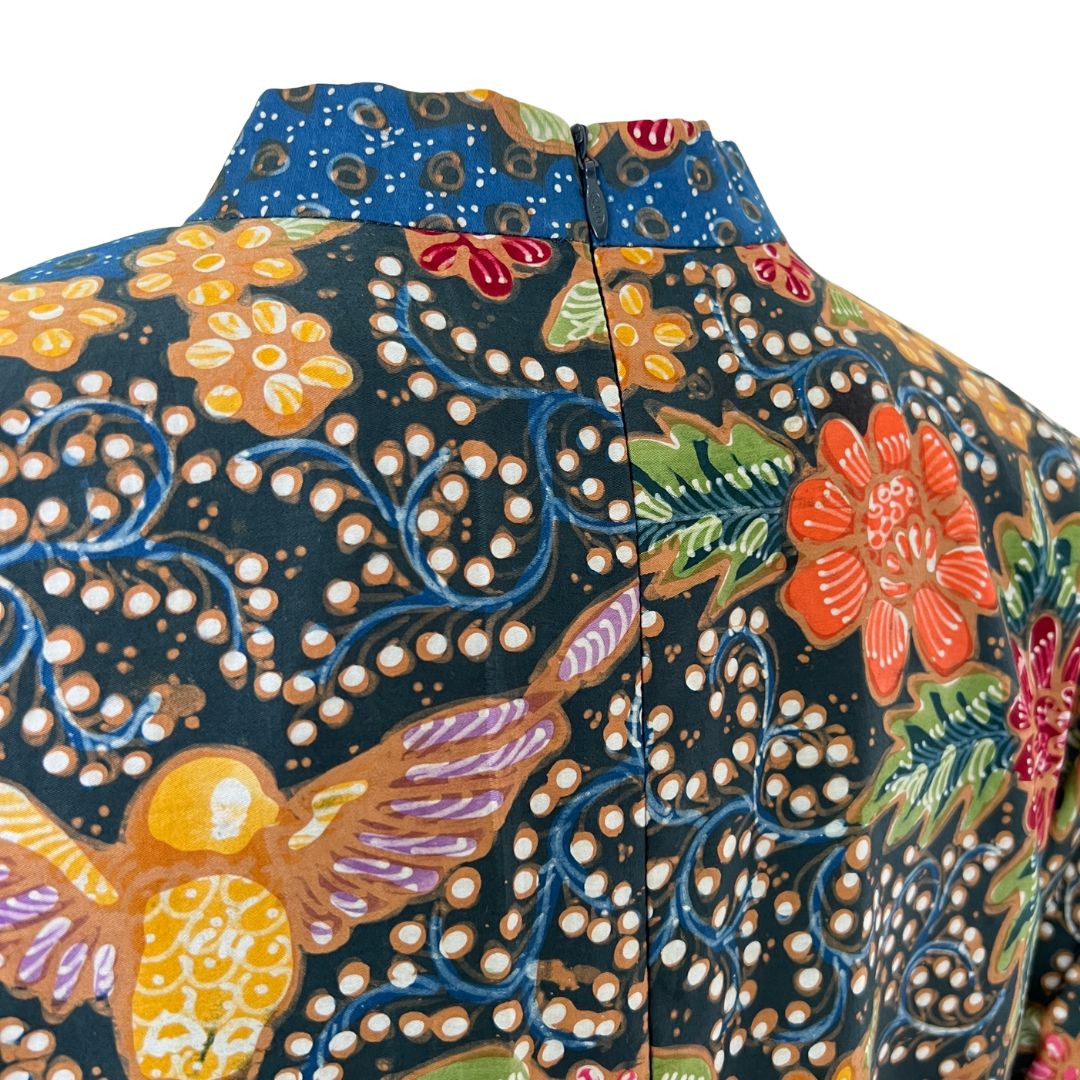 Batik Tulis Puff Sleeve Cheongsam Dress - XL