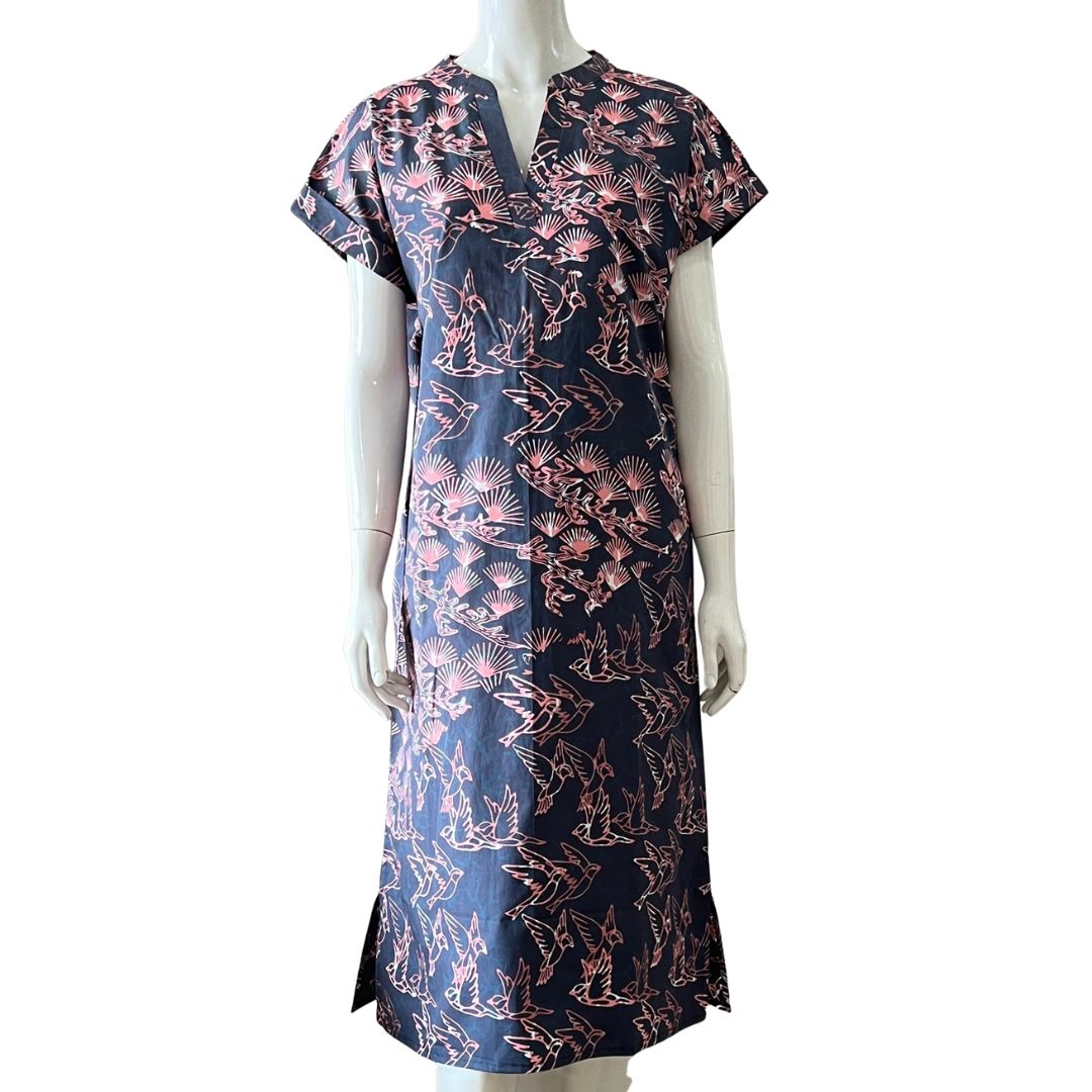 V Neck Cap Sleeve Midi Dress M