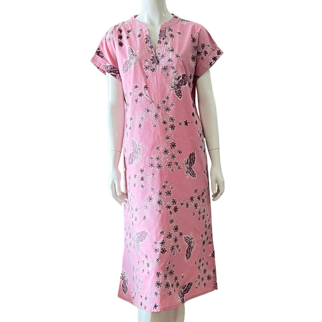 V Neck Cap Sleeve Midi Dress M