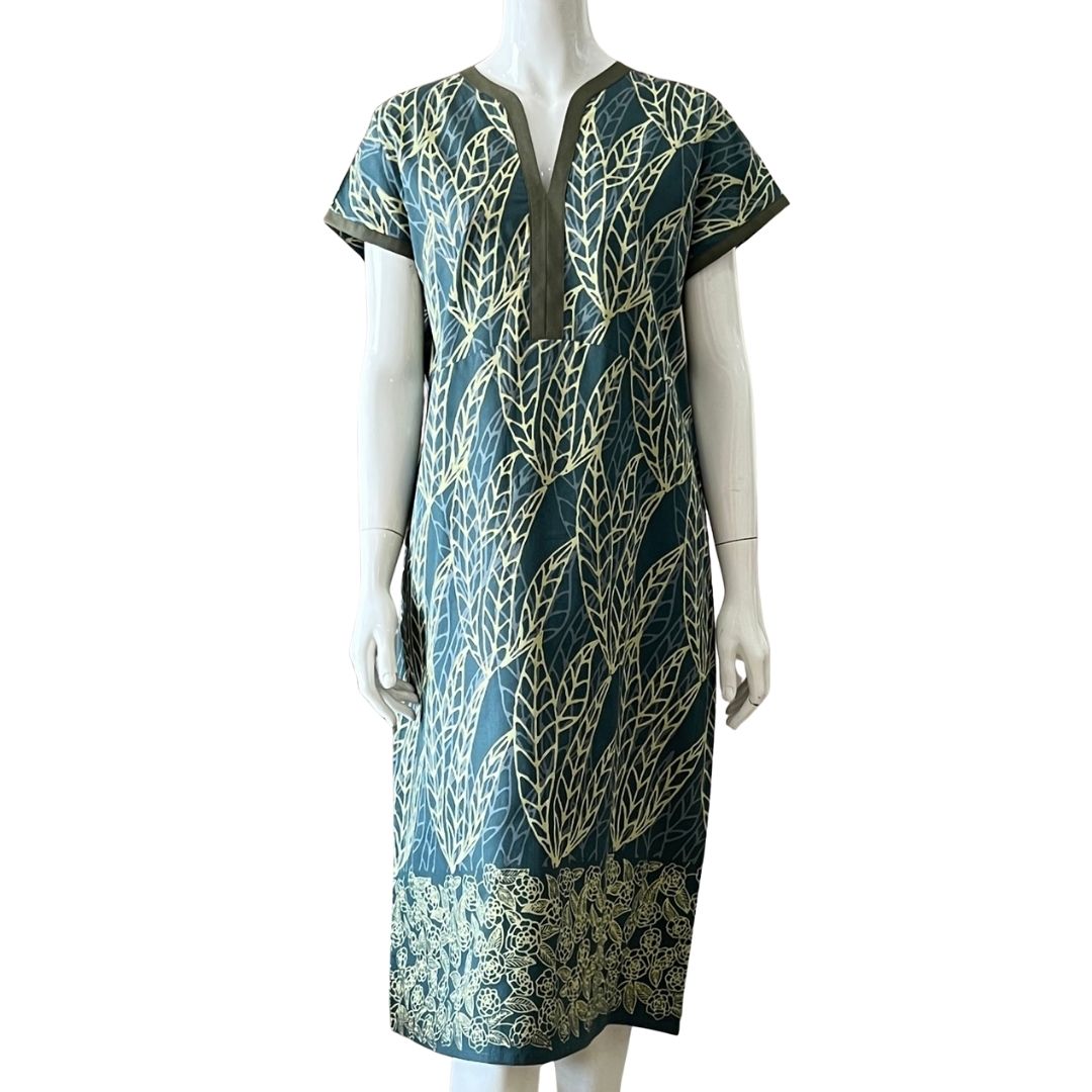 V Neck Cap Sleeve Midi Dress - S
