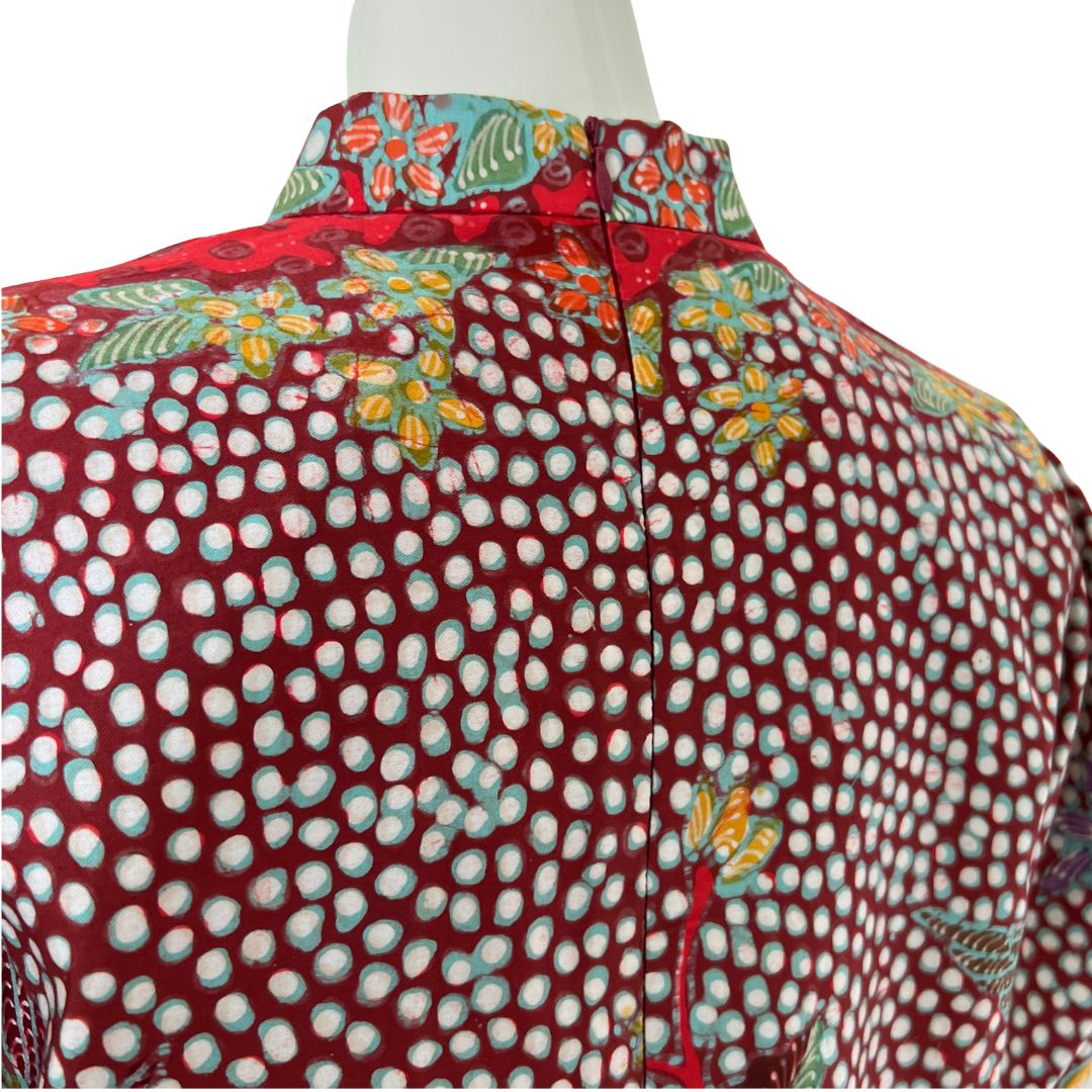 Batik Tulis Puff Sleeve Cheongsam Dress - S