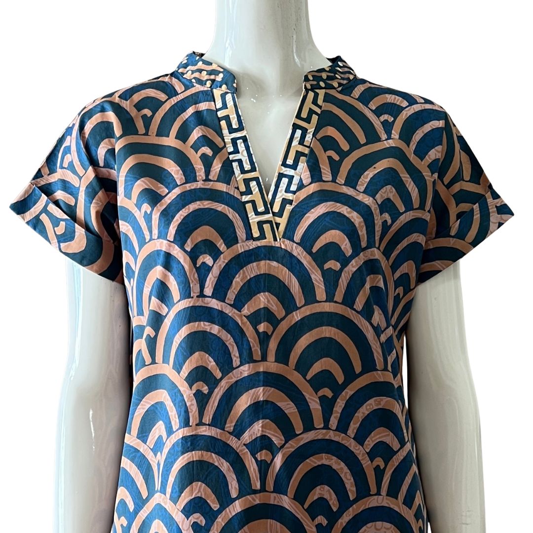 V Neck Cap Sleeve Midi Dress S