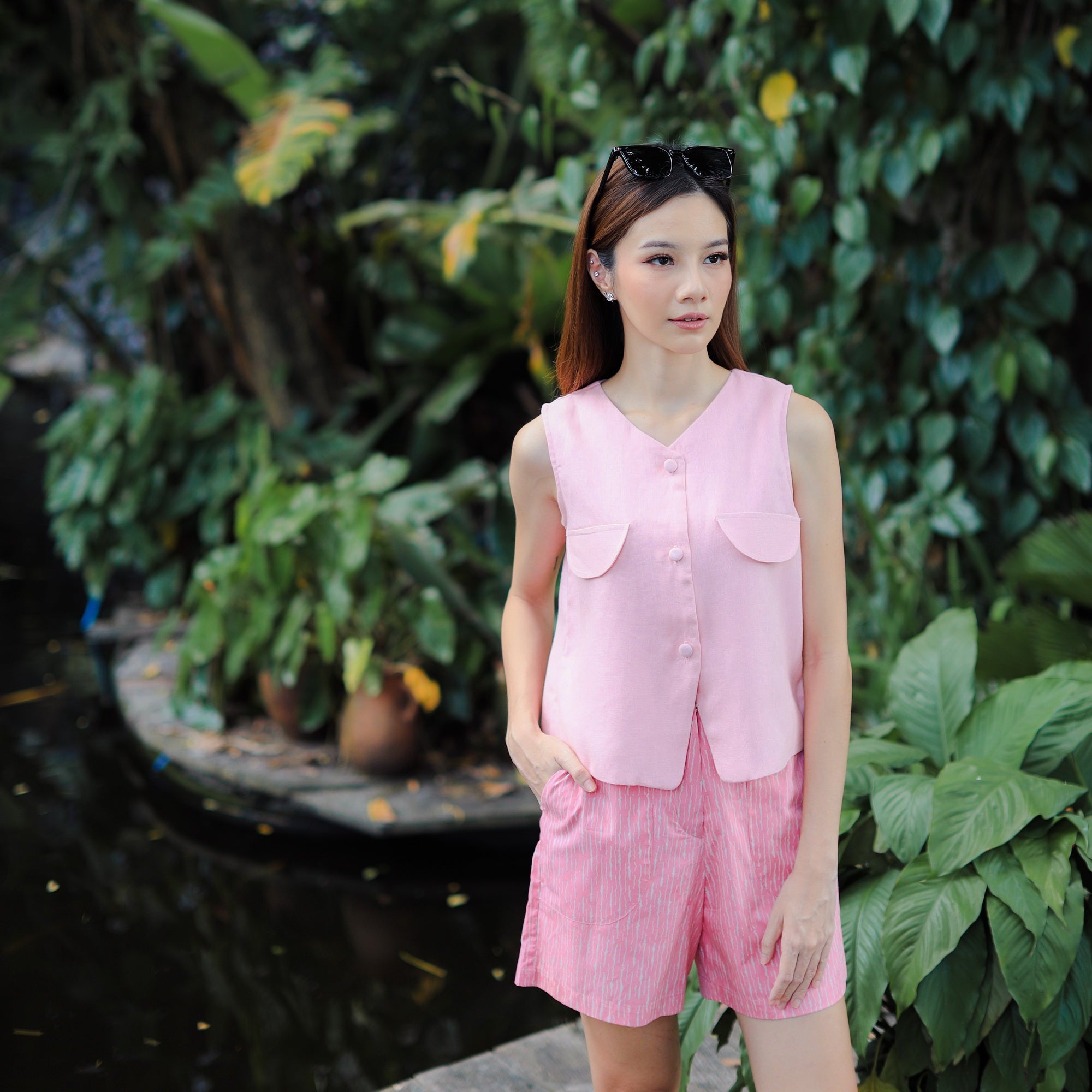 Linen Vest - Pink