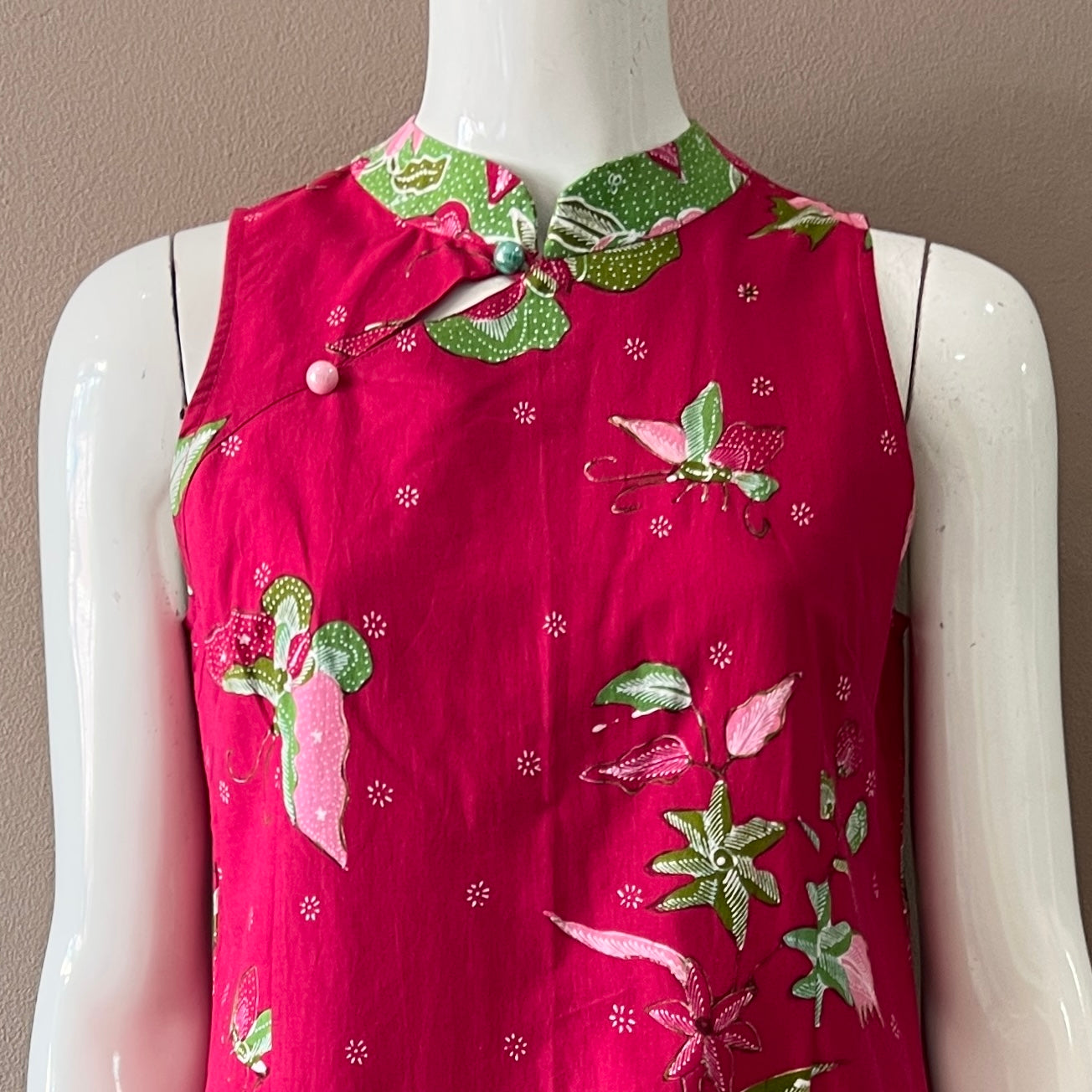 Batik Tulis 2 Buttons Cheongsam Slim Fit Dress - XS