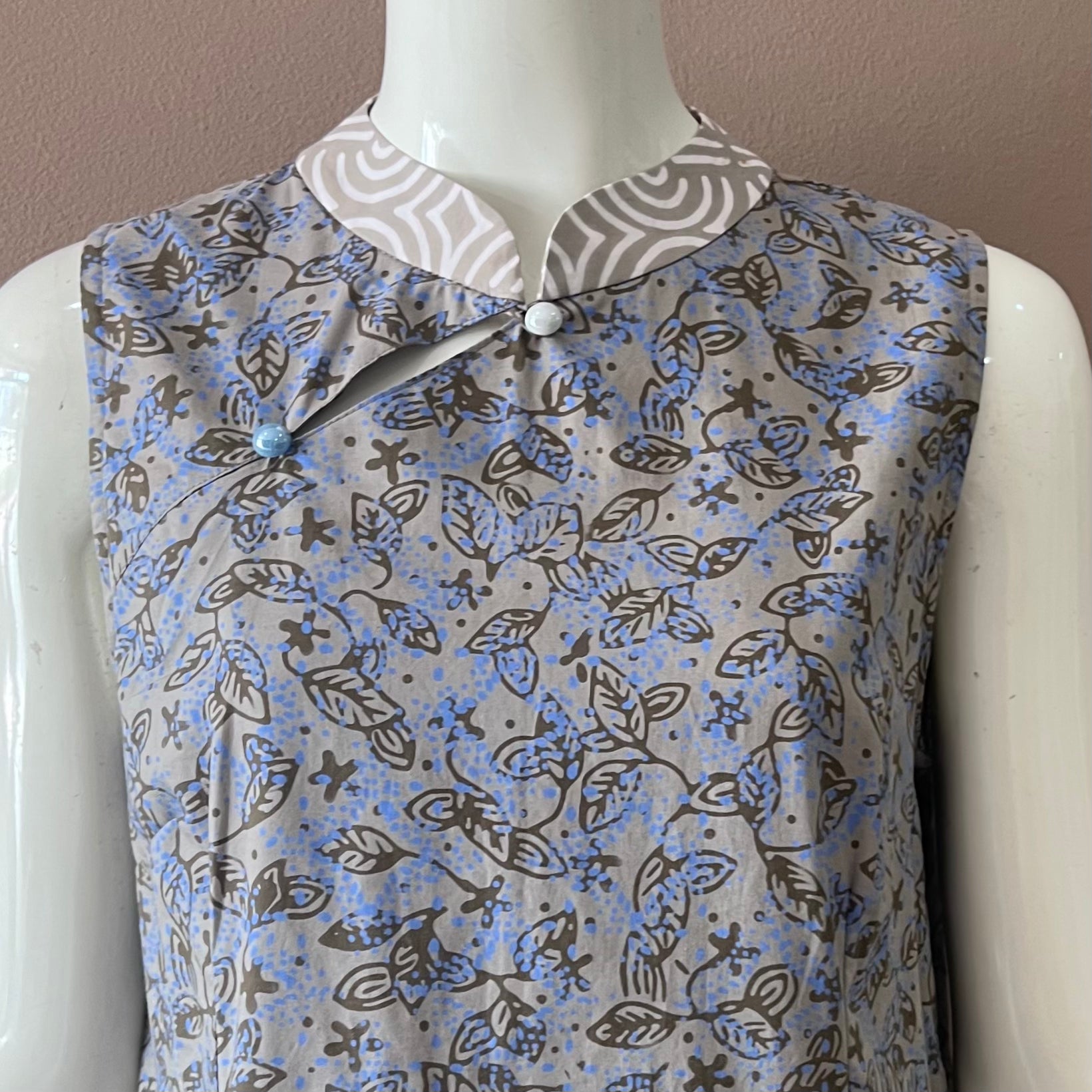 2 Buttons Cheongsam Midi Dress - L