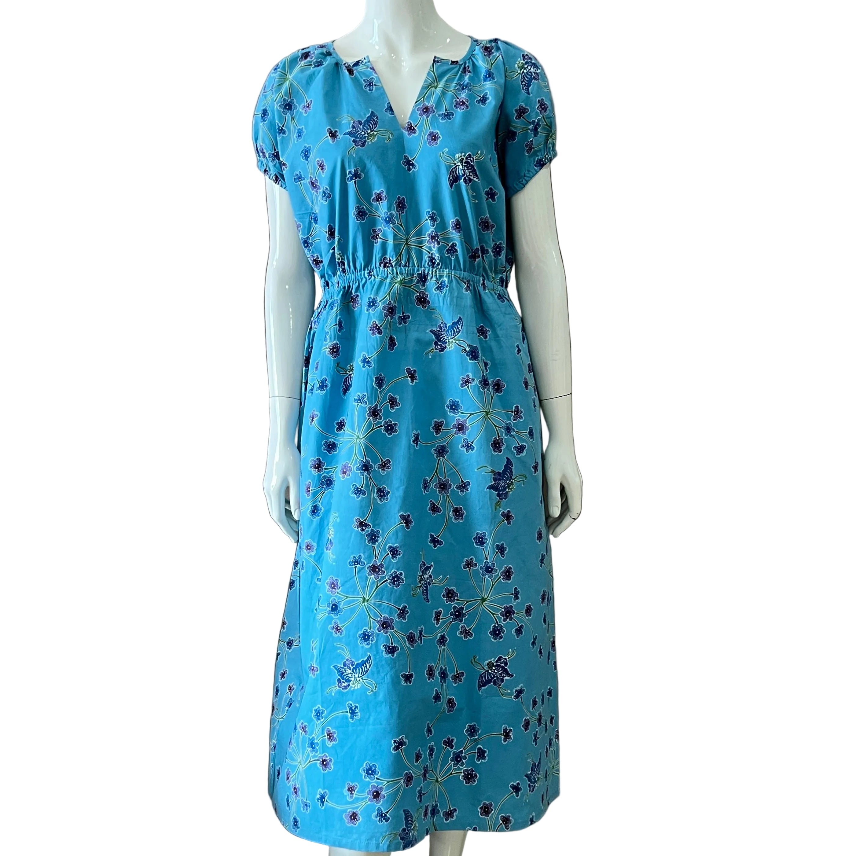 Gathered Waist Midi Dress - L