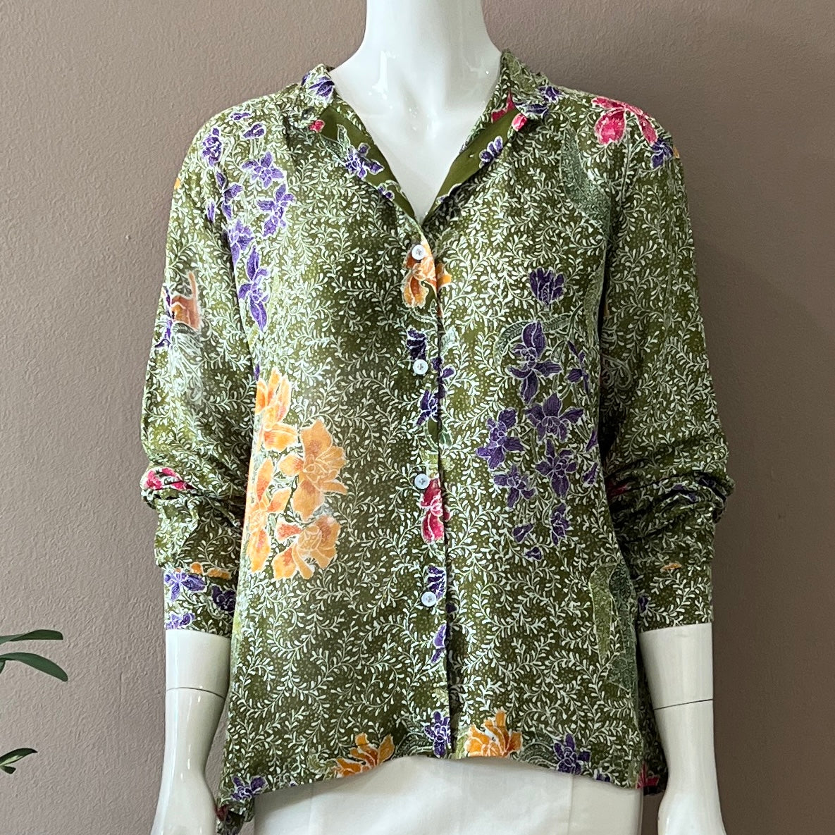 Mandarin Collar Long Sleeve Blouse - Template