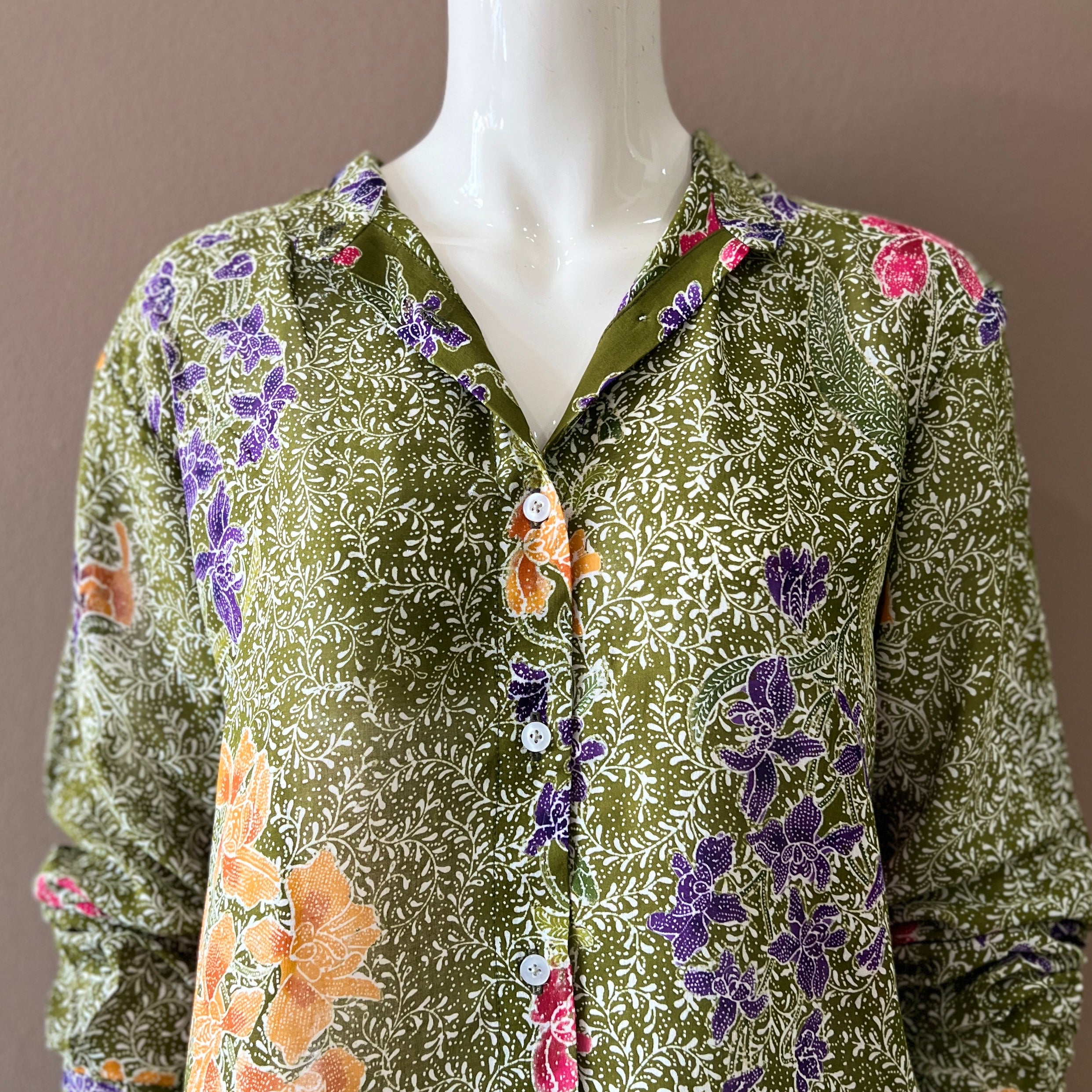 Mandarin Collar Long Sleeve Blouse - Template