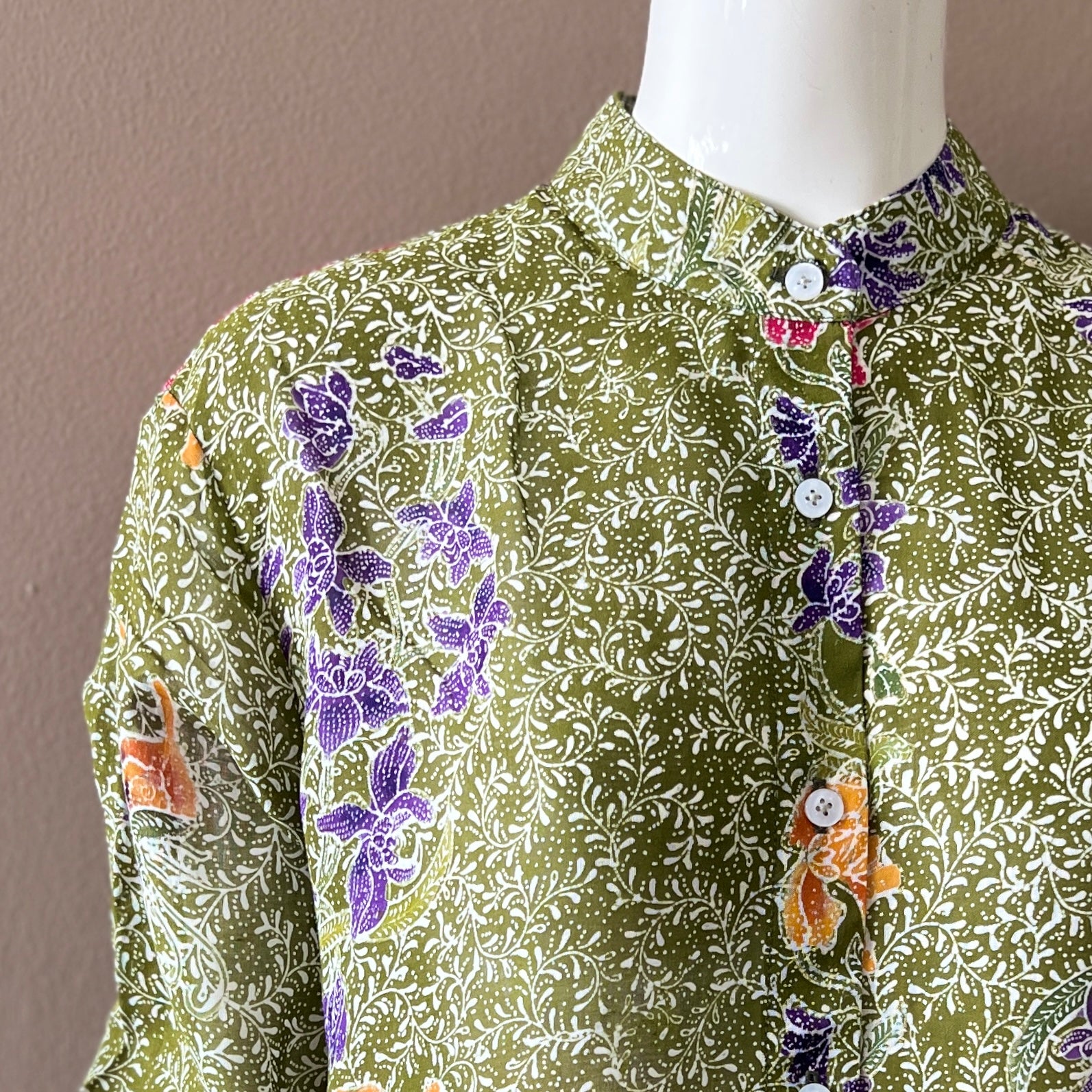 Mandarin Collar Long Sleeve Blouse - Template