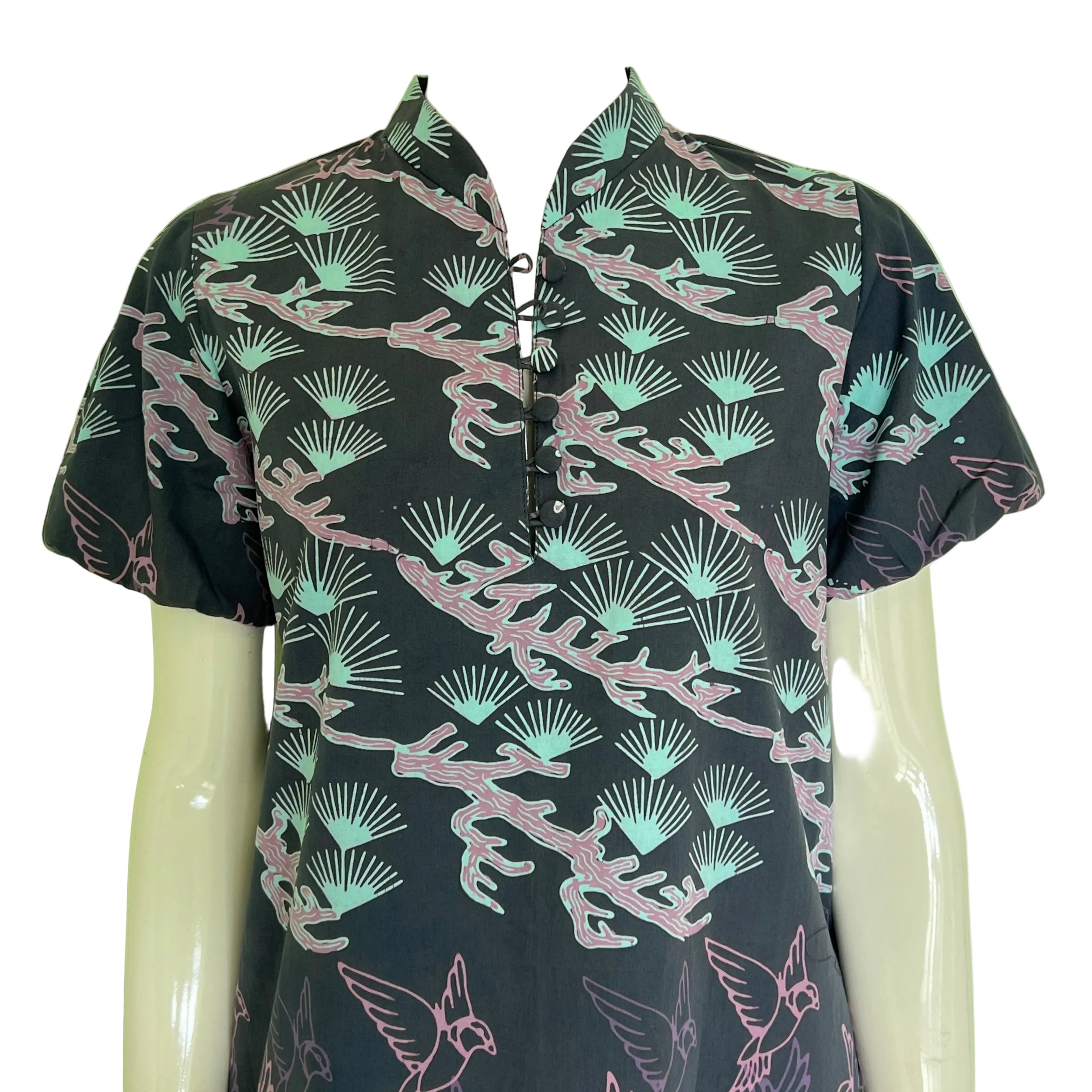 Puff Sleeve Cheongsam Dress XS