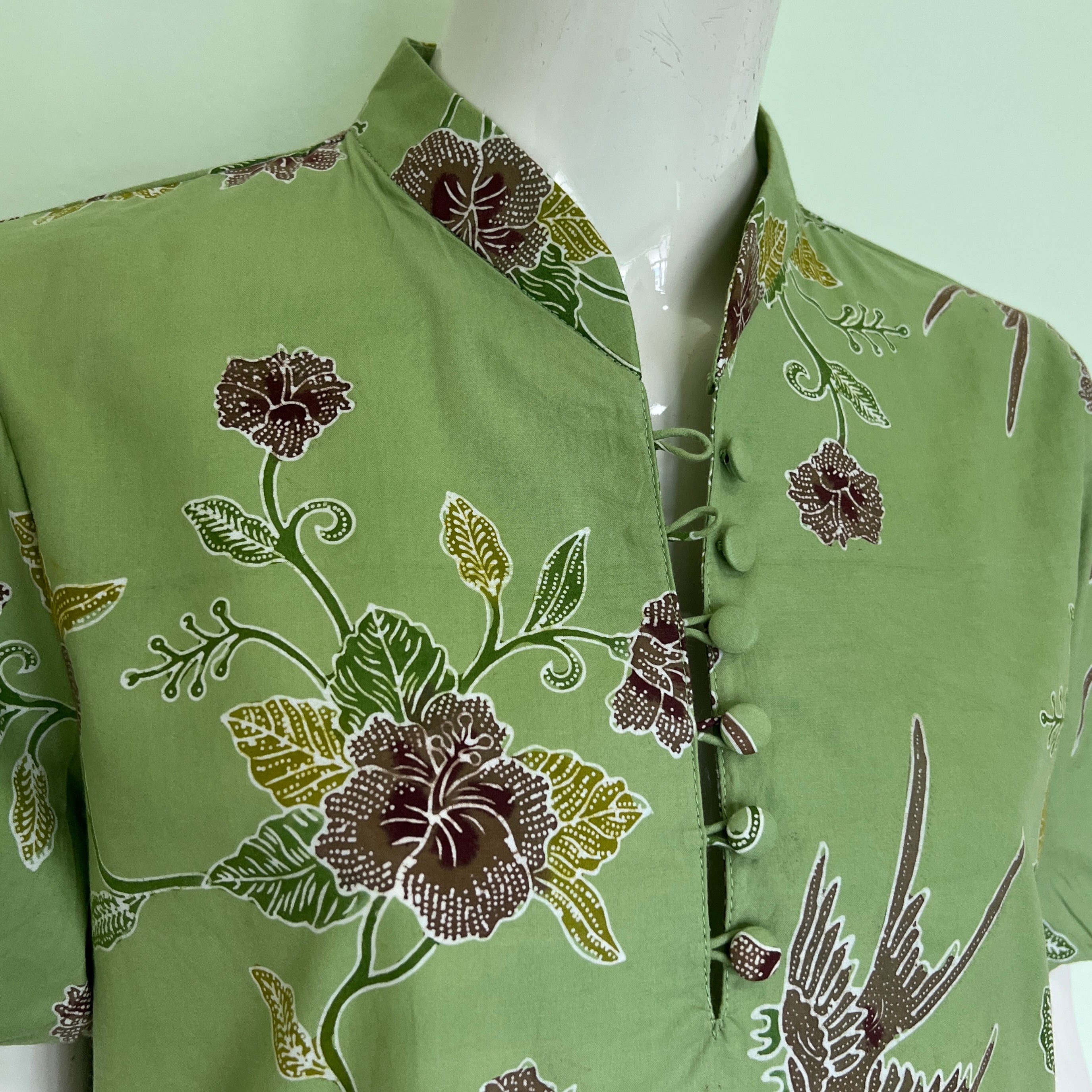 Puff Sleeve Cheongsam Dress - L