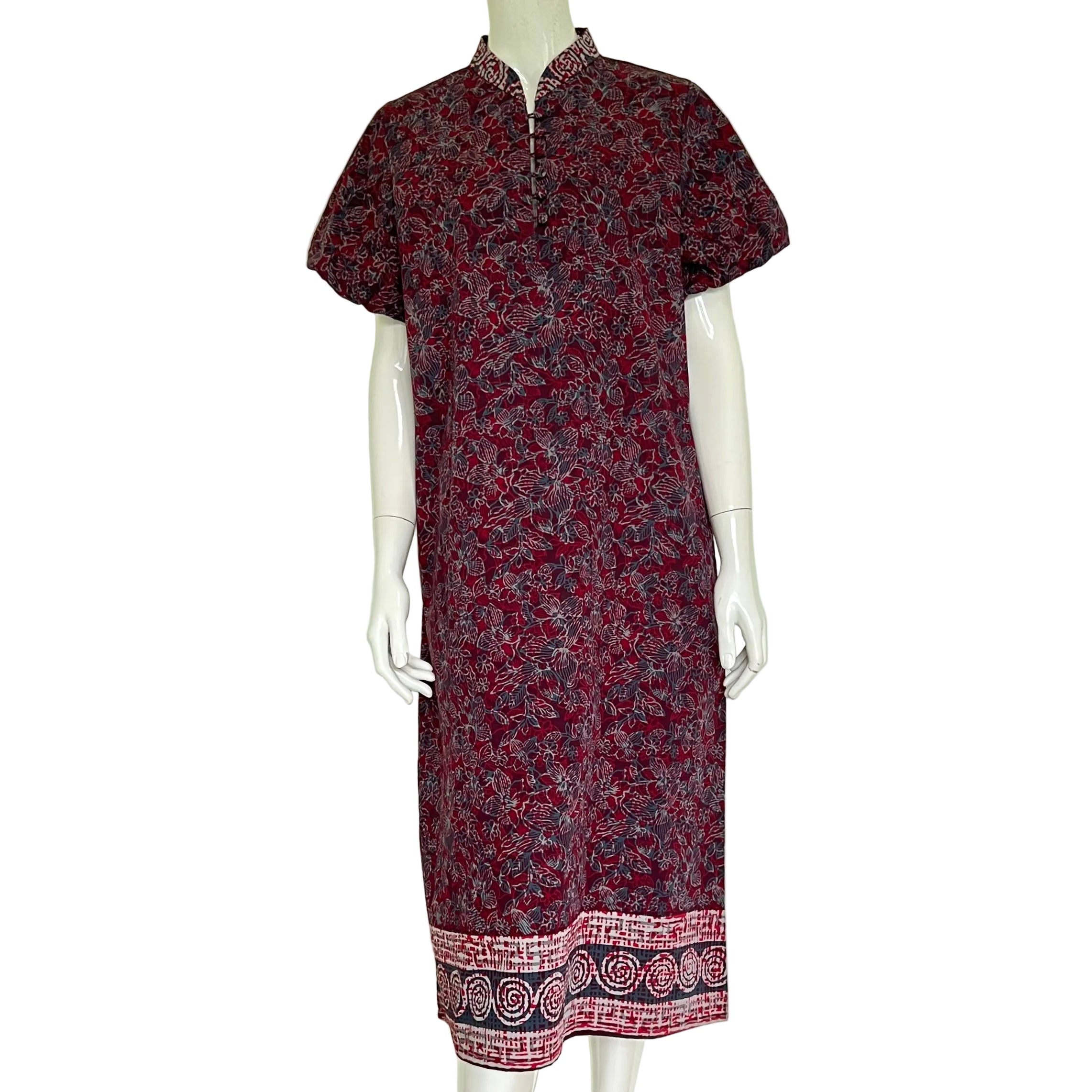 Puff Sleeve Cheongsam Dress - L