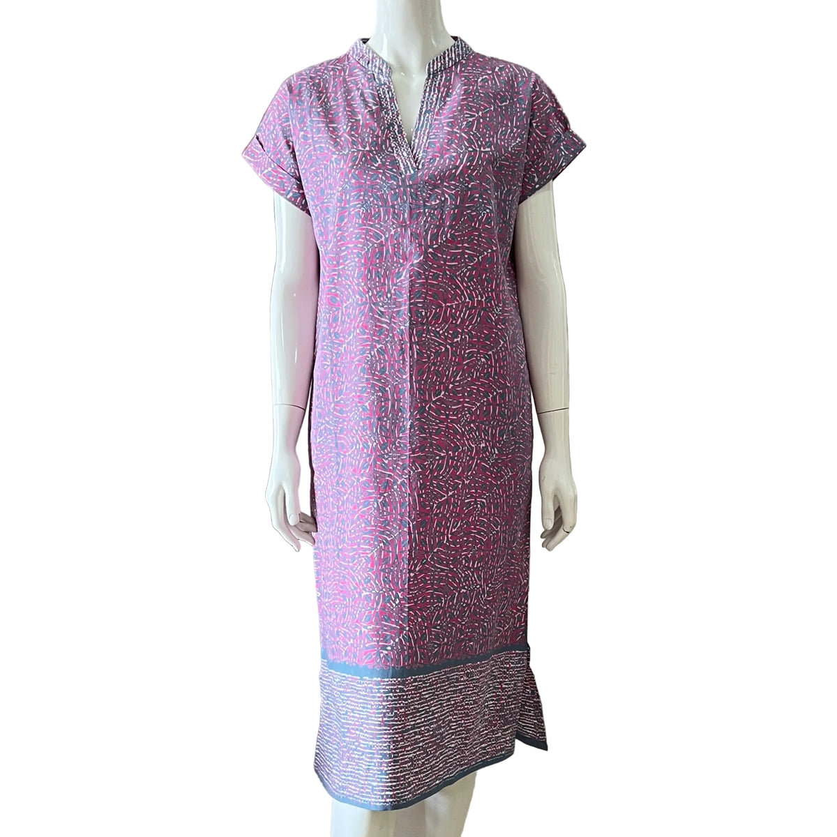 V Neck Cap Sleeve Midi Dress S
