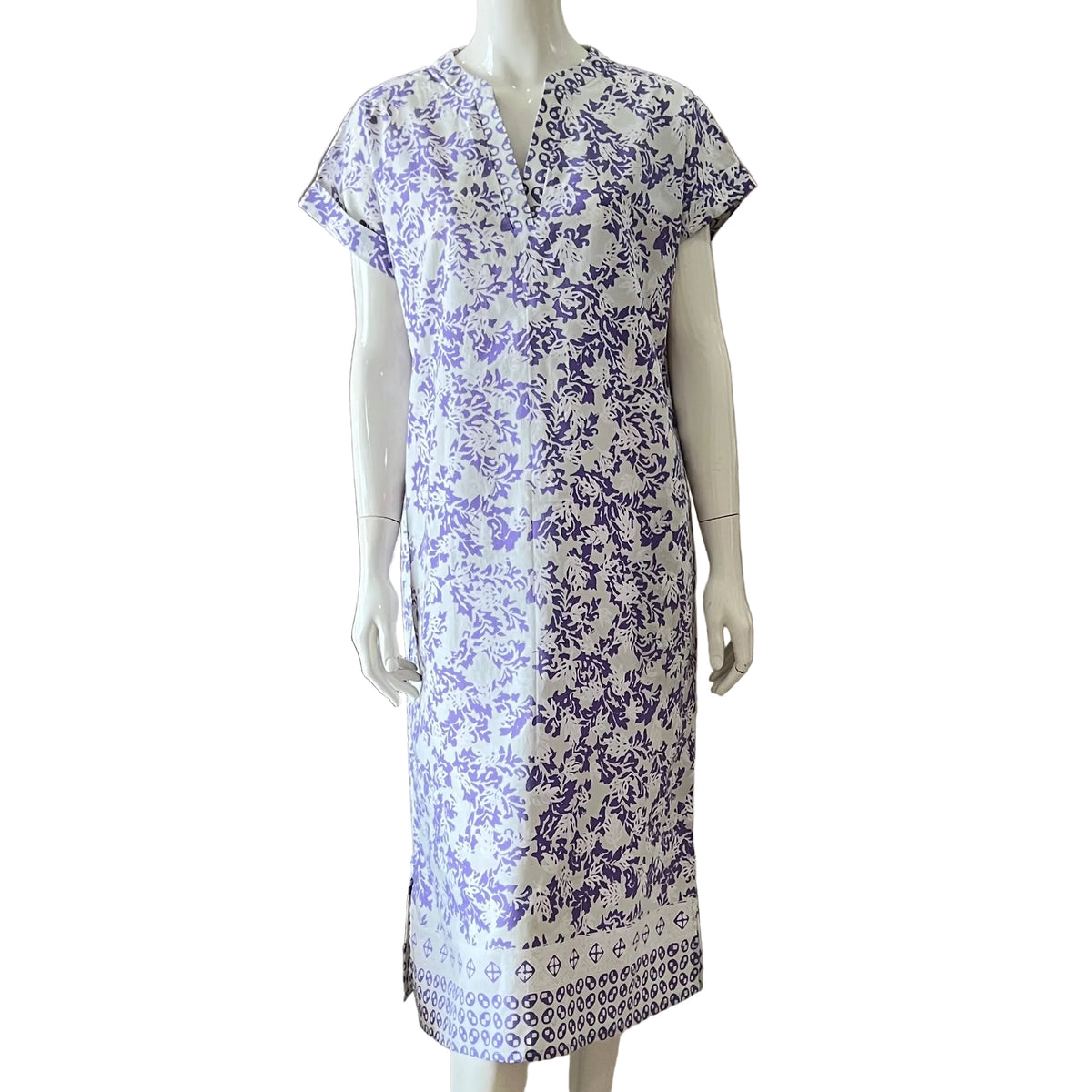 V Neck Cap Sleeve Midi Dress M