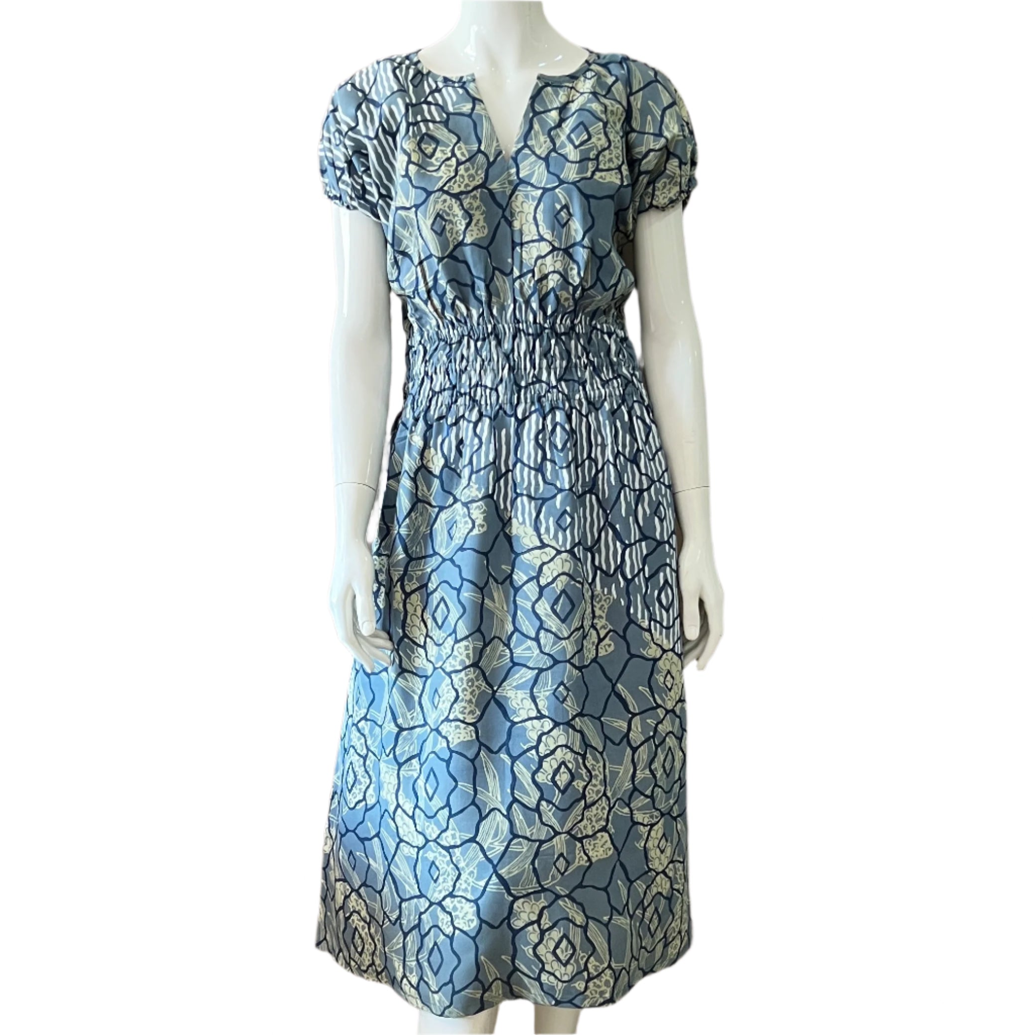 Gathered Waist Midi Dress - M