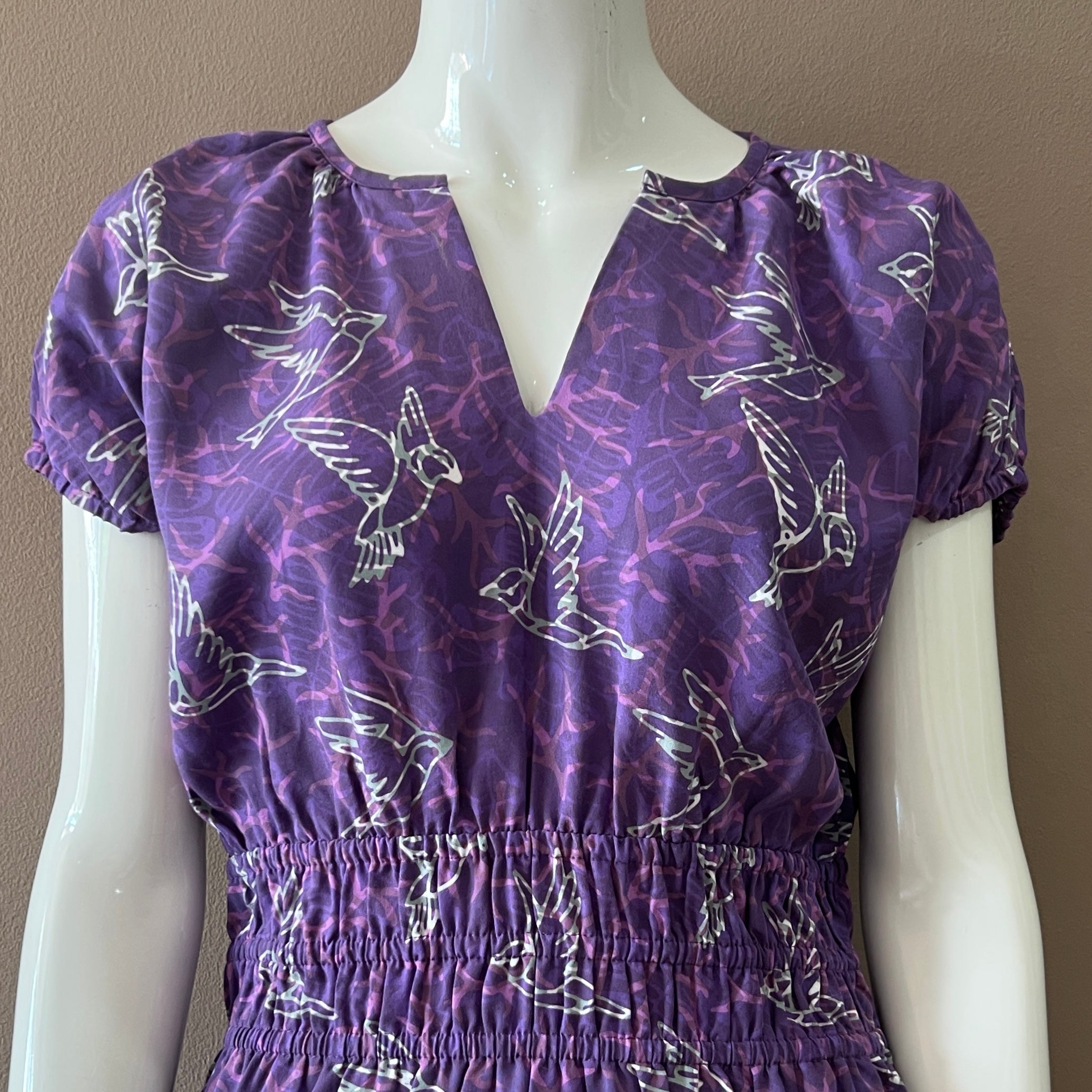 Gathered Waist Midi Dress - S