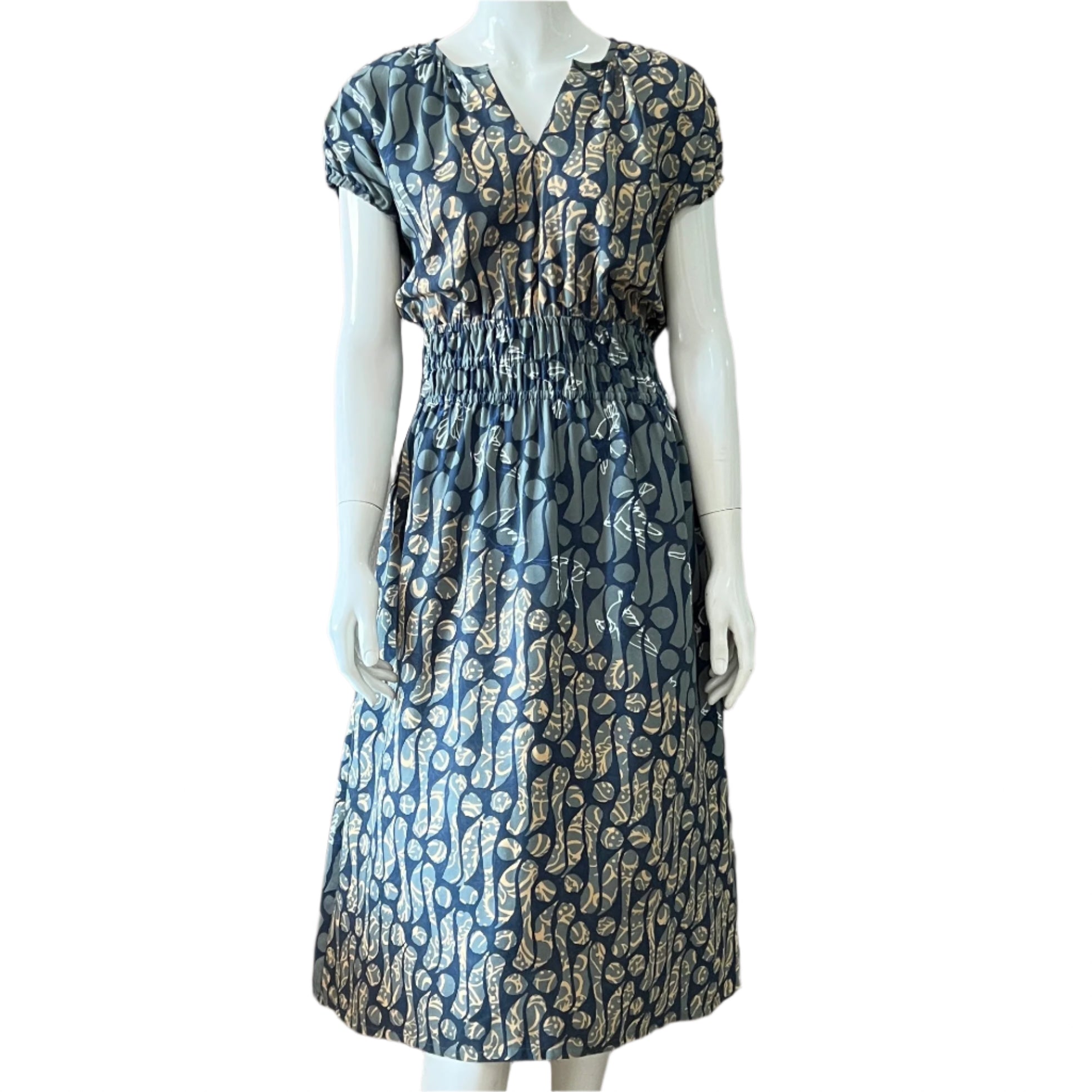 Gathered Waist Midi Dress - S