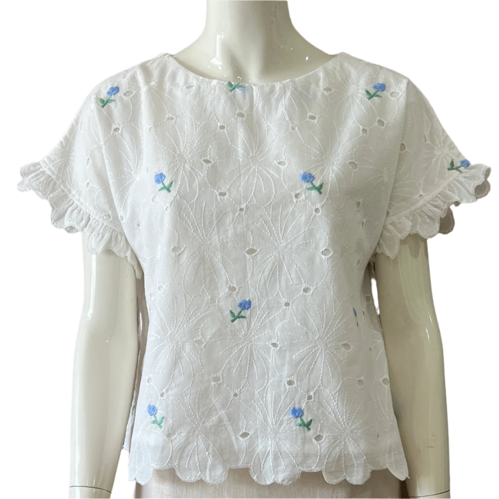 Frill Sleeve Top - Blue