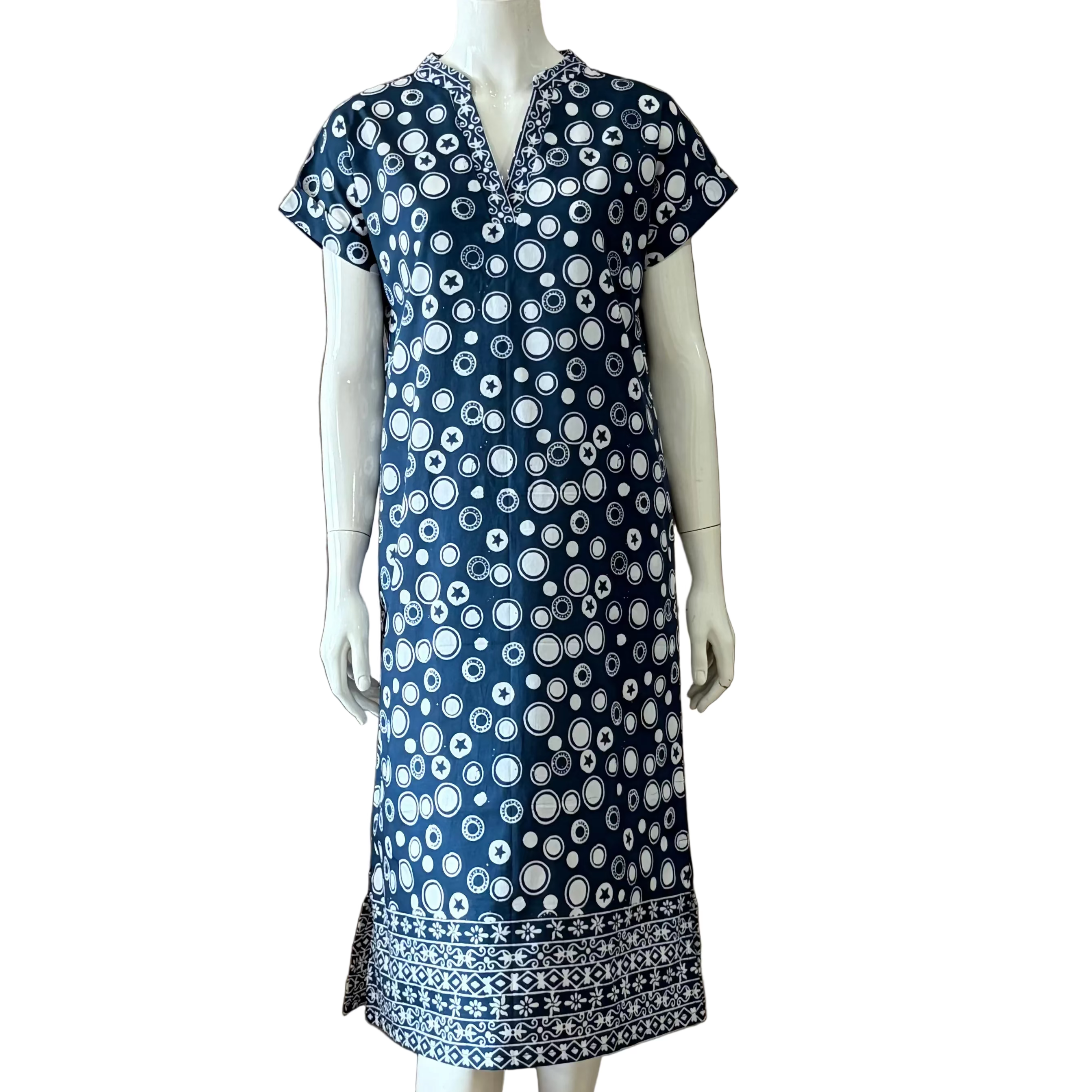 V Neck Cap Sleeve Midi Dress S