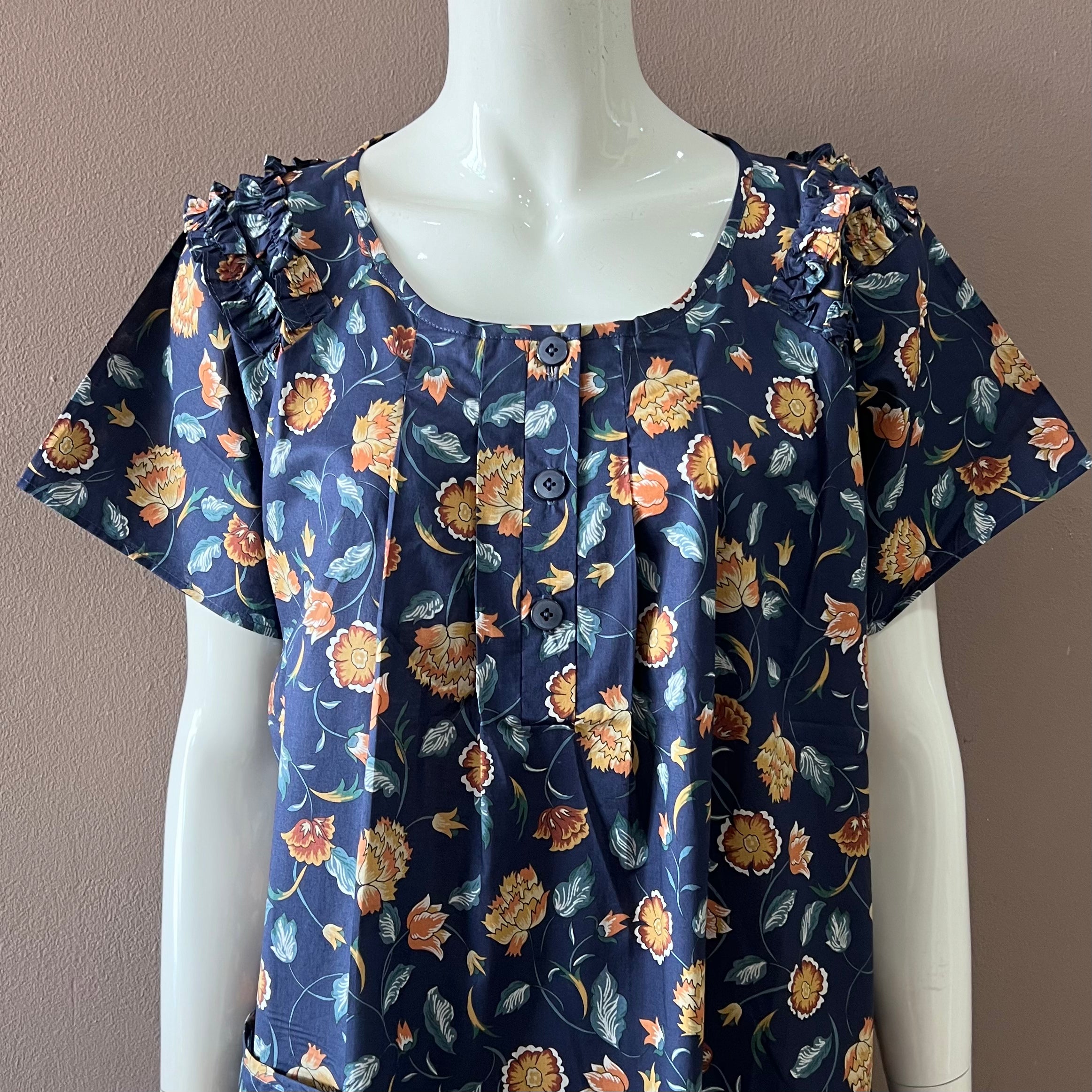 Night Dress with Shoulder Frill - S
