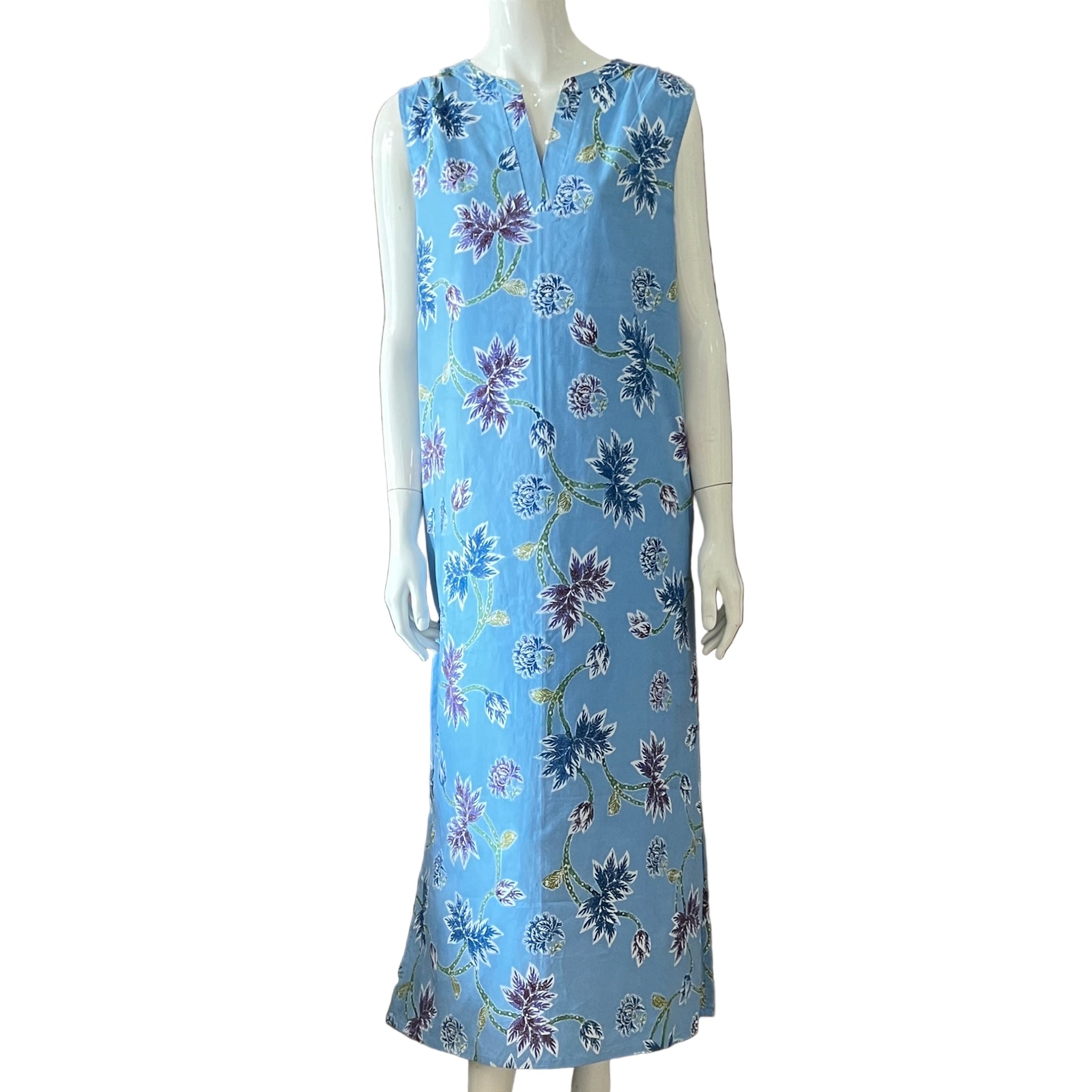 V Neck Classic Maxi Dress - L