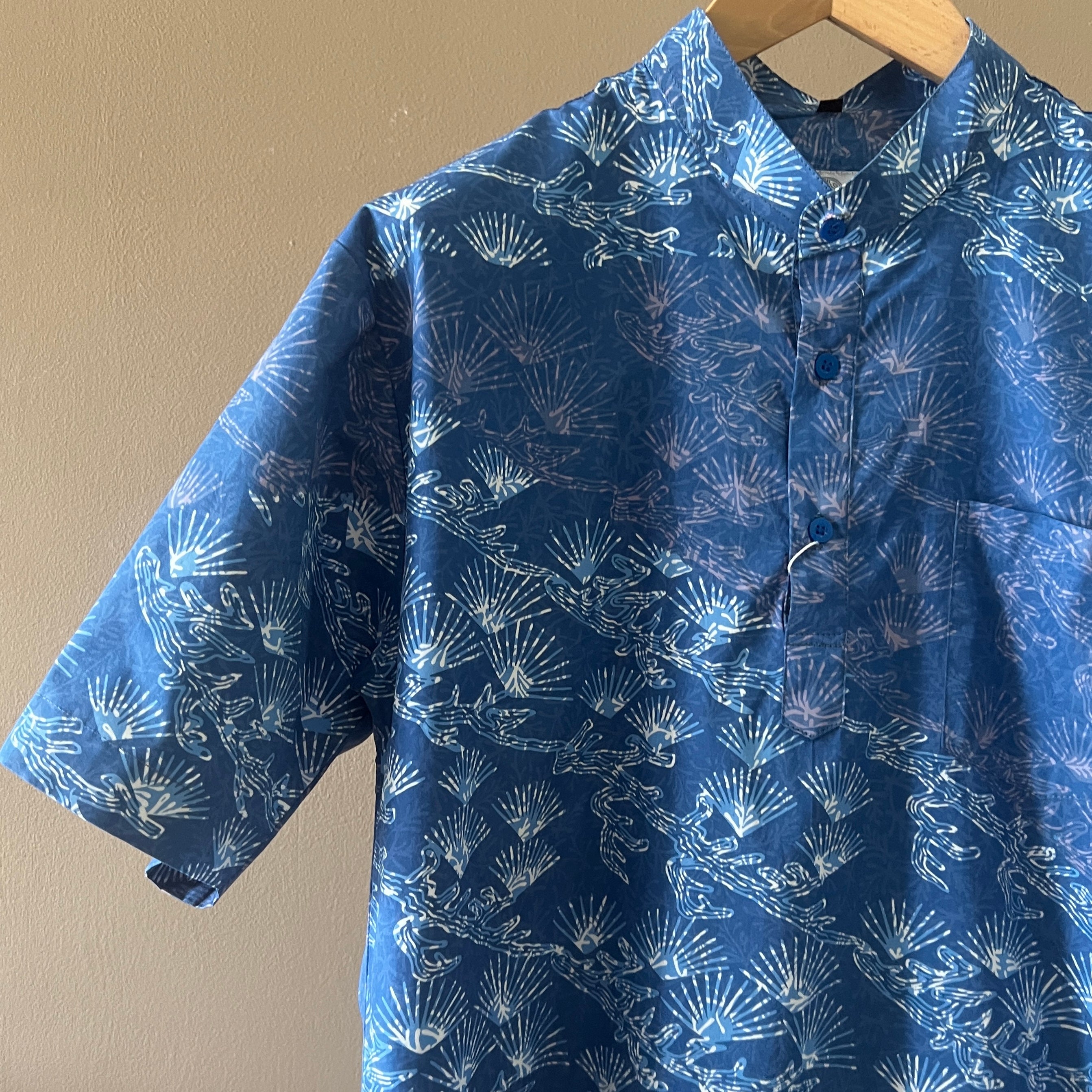 Batik Men's Mandarin Collar Shirt - XXL