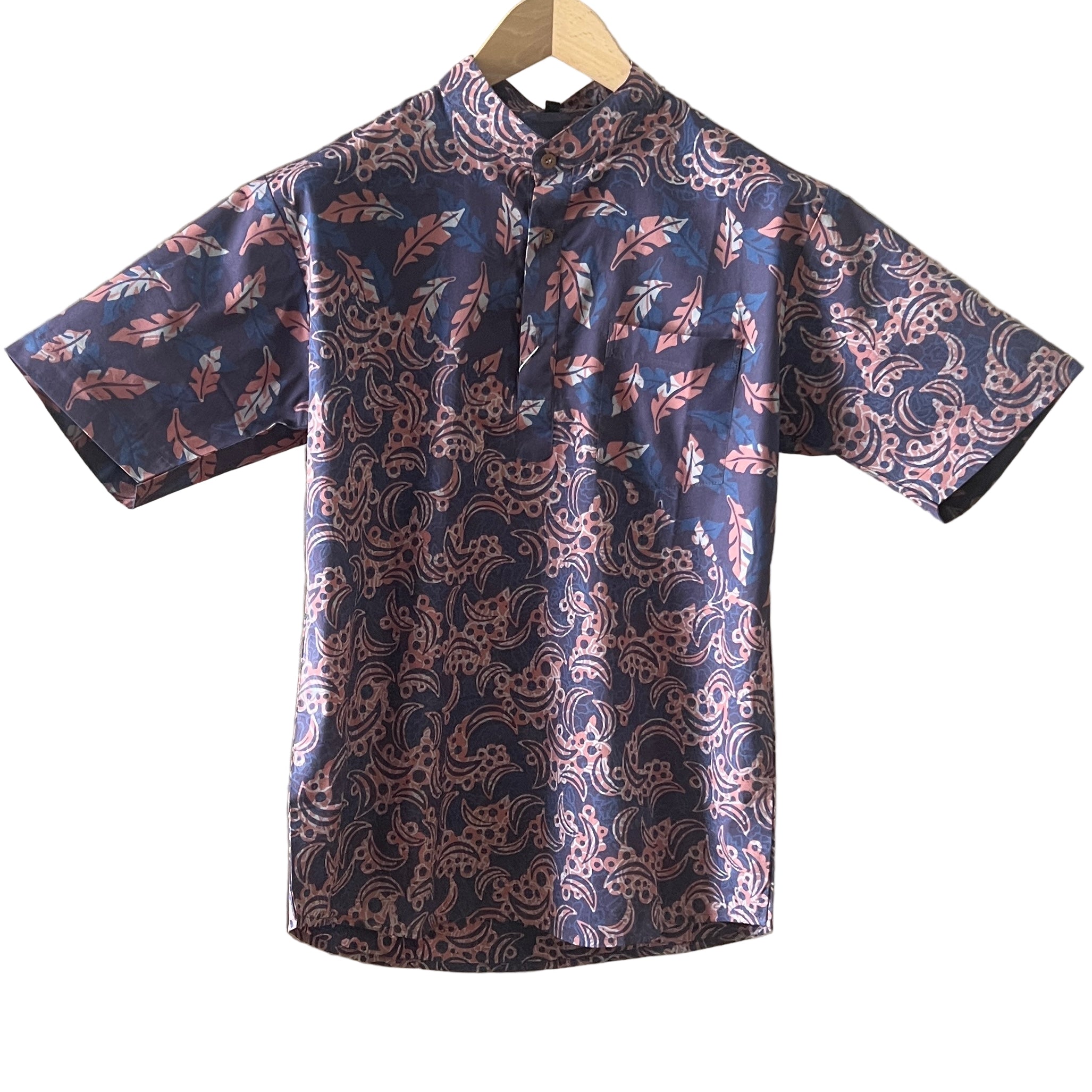 Batik Men's Mandarin Collar Shirt - L