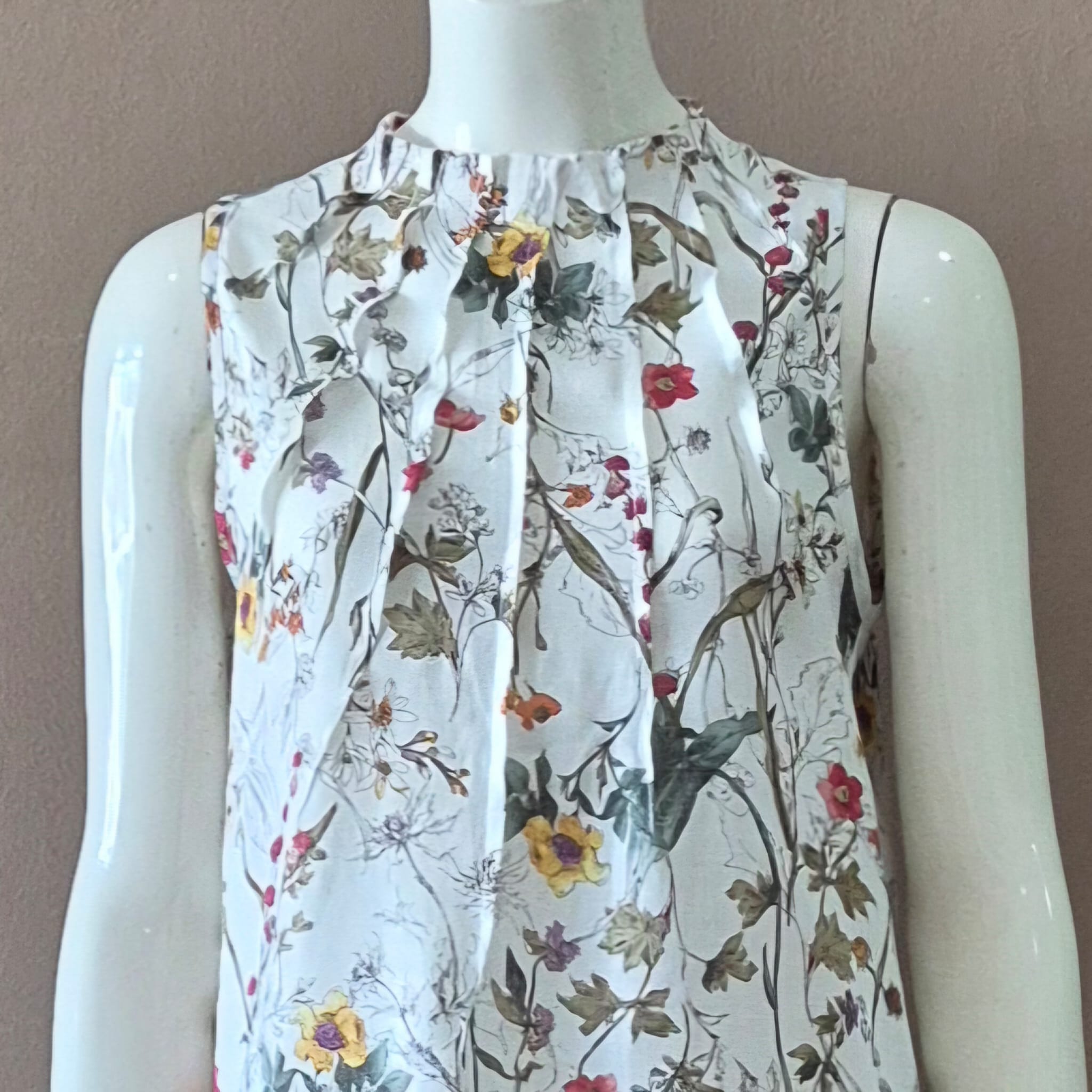 JP Linen Ruffle Neck Maxi Dress