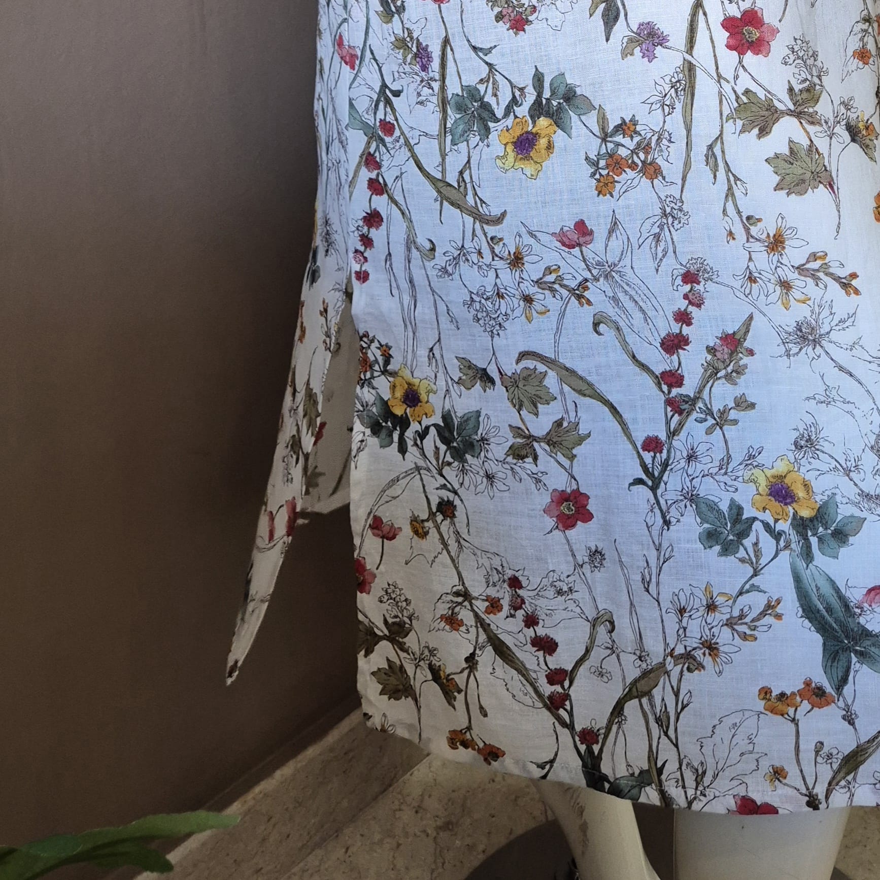 JP Linen Ruffle Neck Maxi Dress