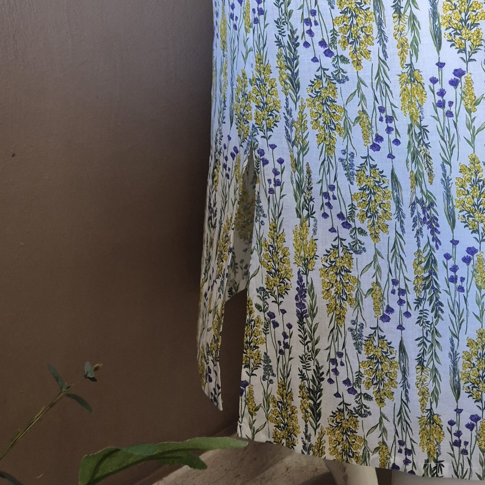 JP Linen Ruffle Neck Maxi Dress