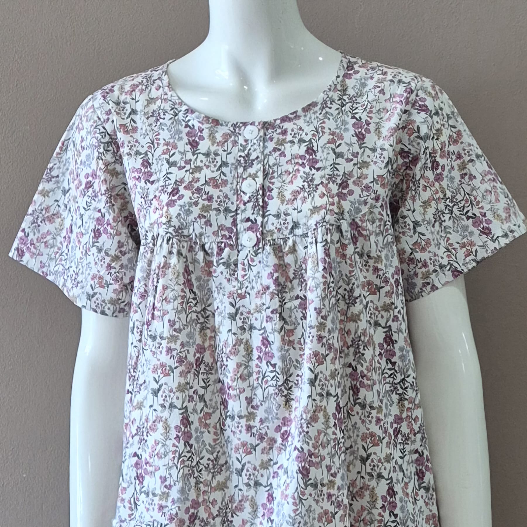 Night Dress with Chest Gather