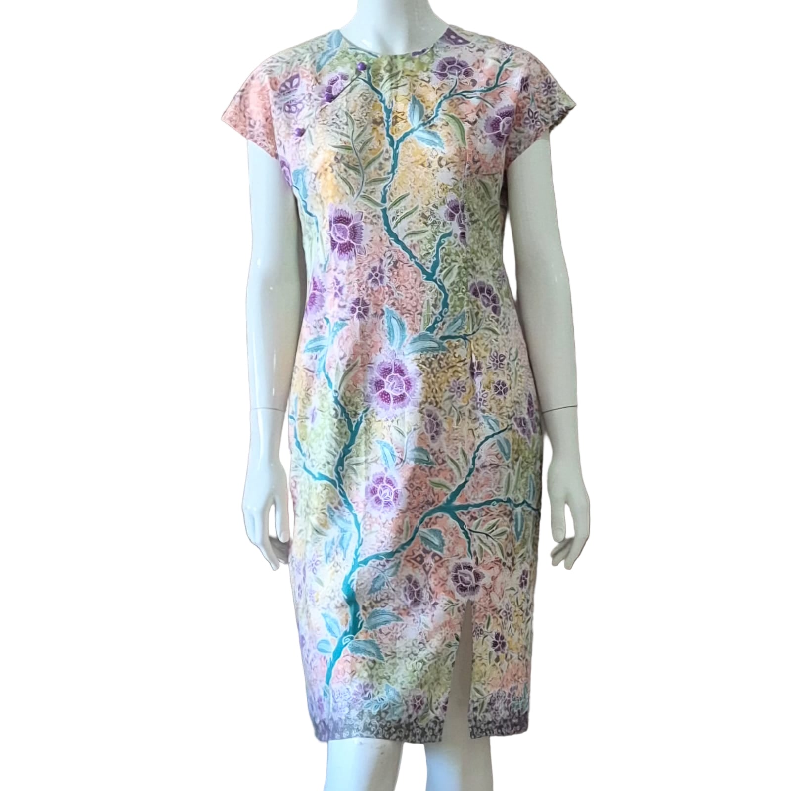 3 Button Round Neck Slim Fit Dress - XS