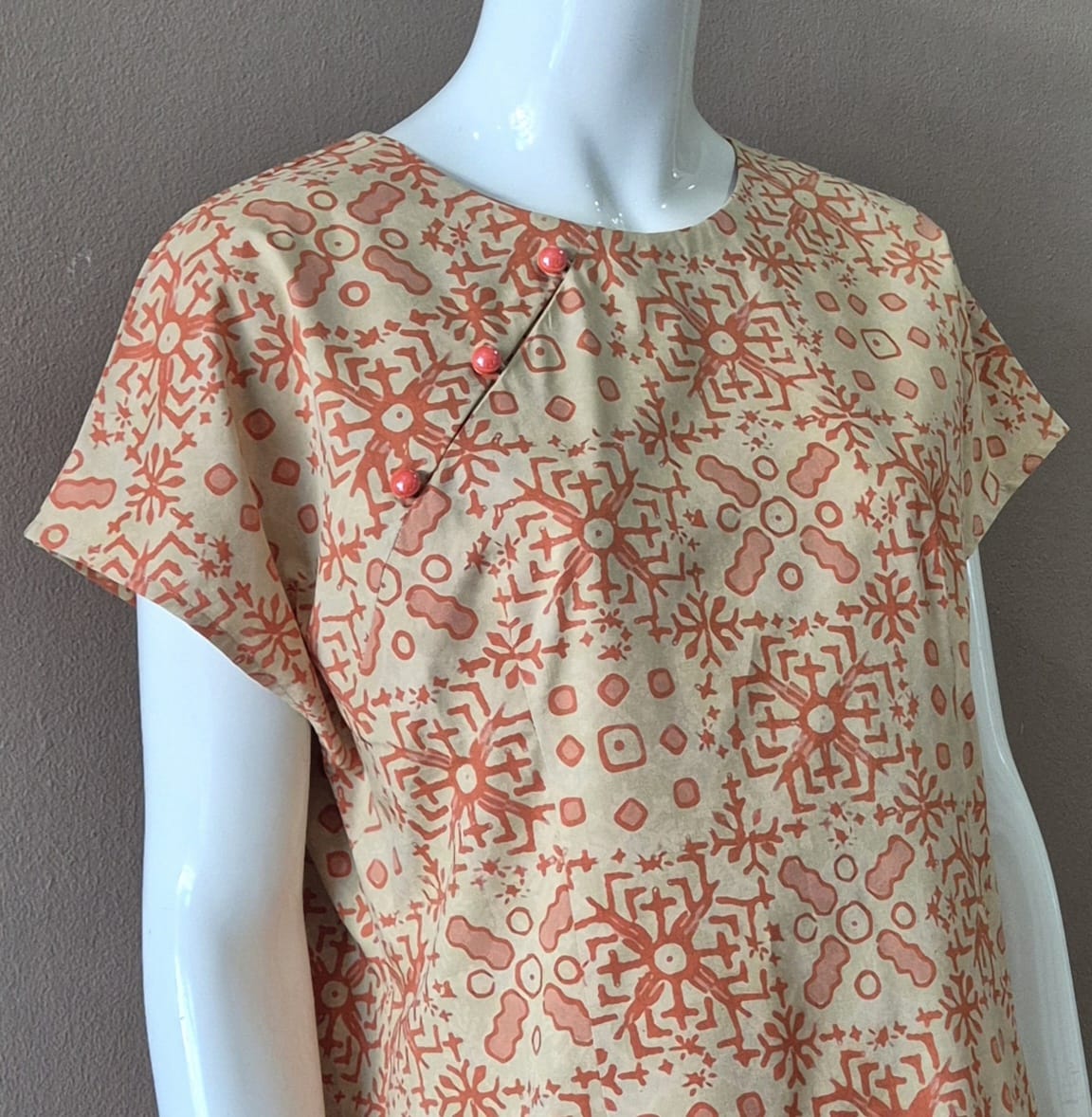 3 Button Round Neck Slim Fit Dress - XL