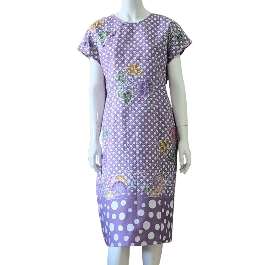 3 Button Round Neck Slim Fit Dress - XL