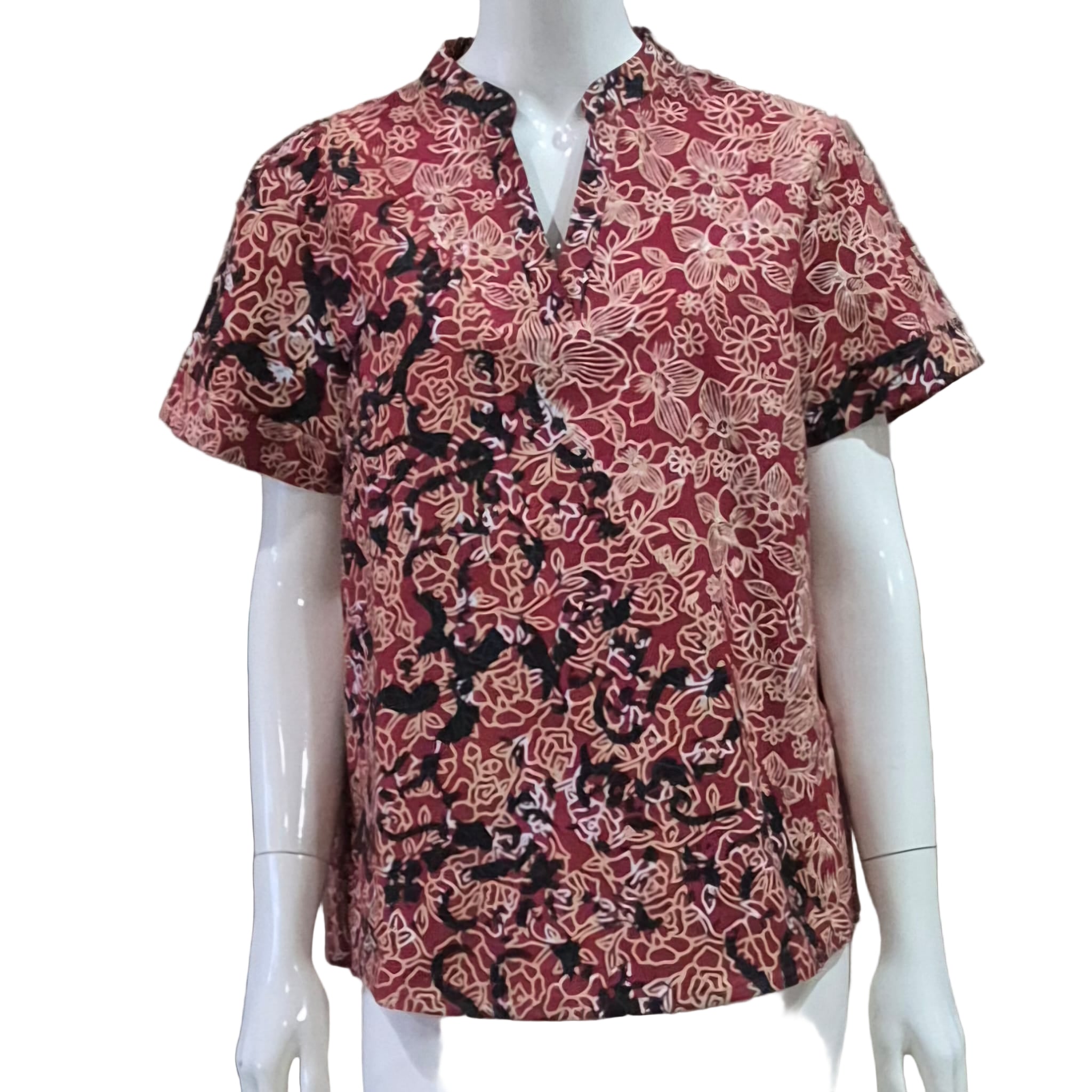 Casual Mandarin Collar Top - L