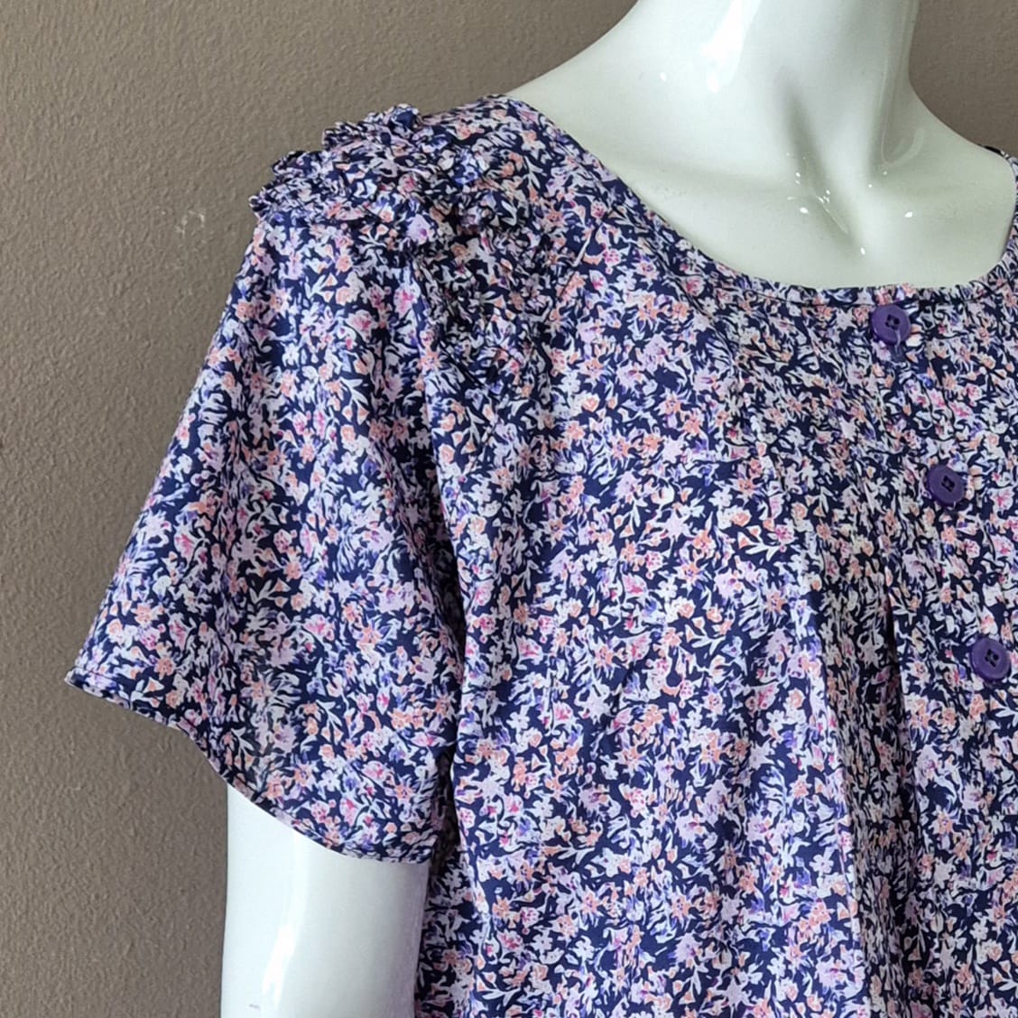 Night Dress with Shoulder Frill