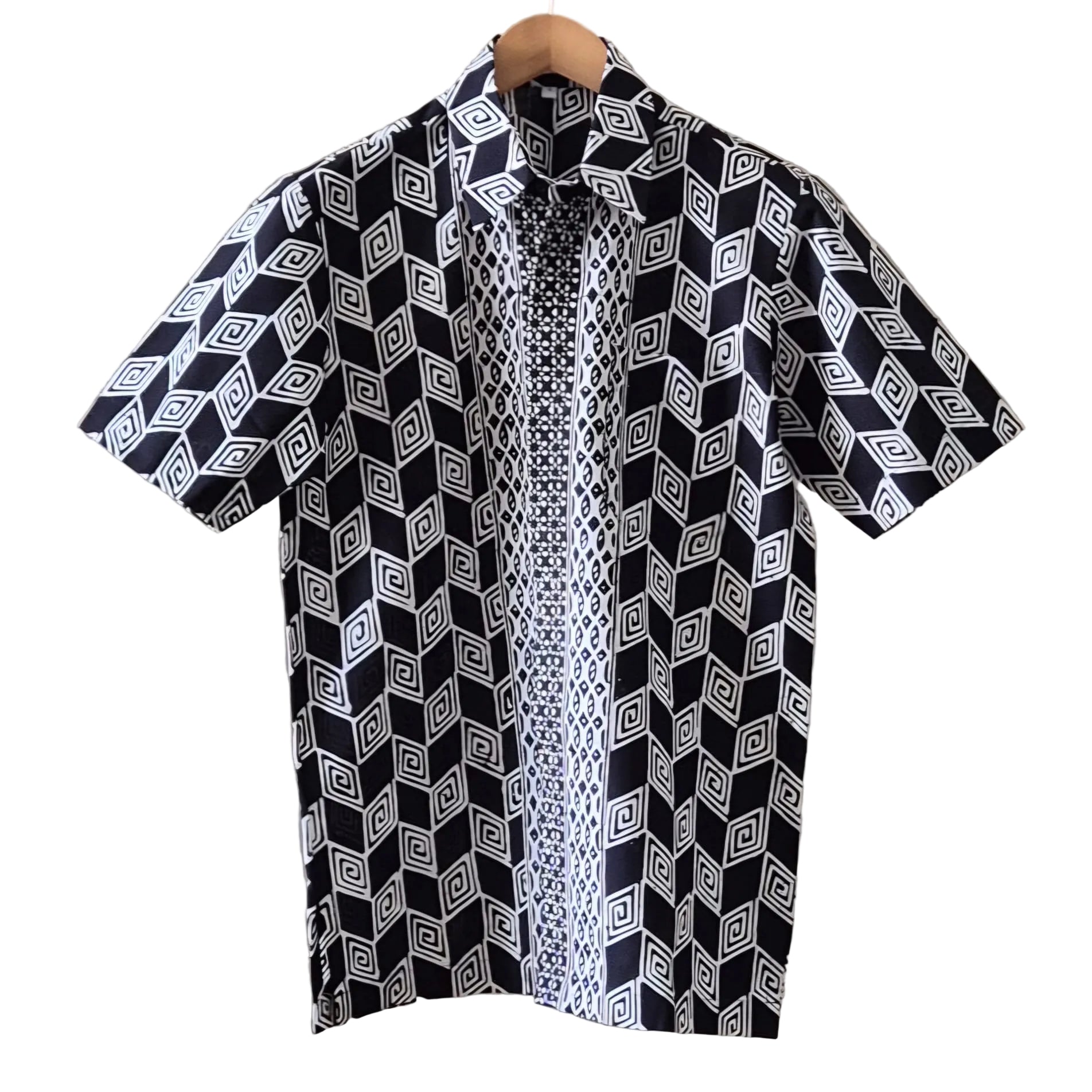 Men's Batik Linen Short Sleeve Shirt - S