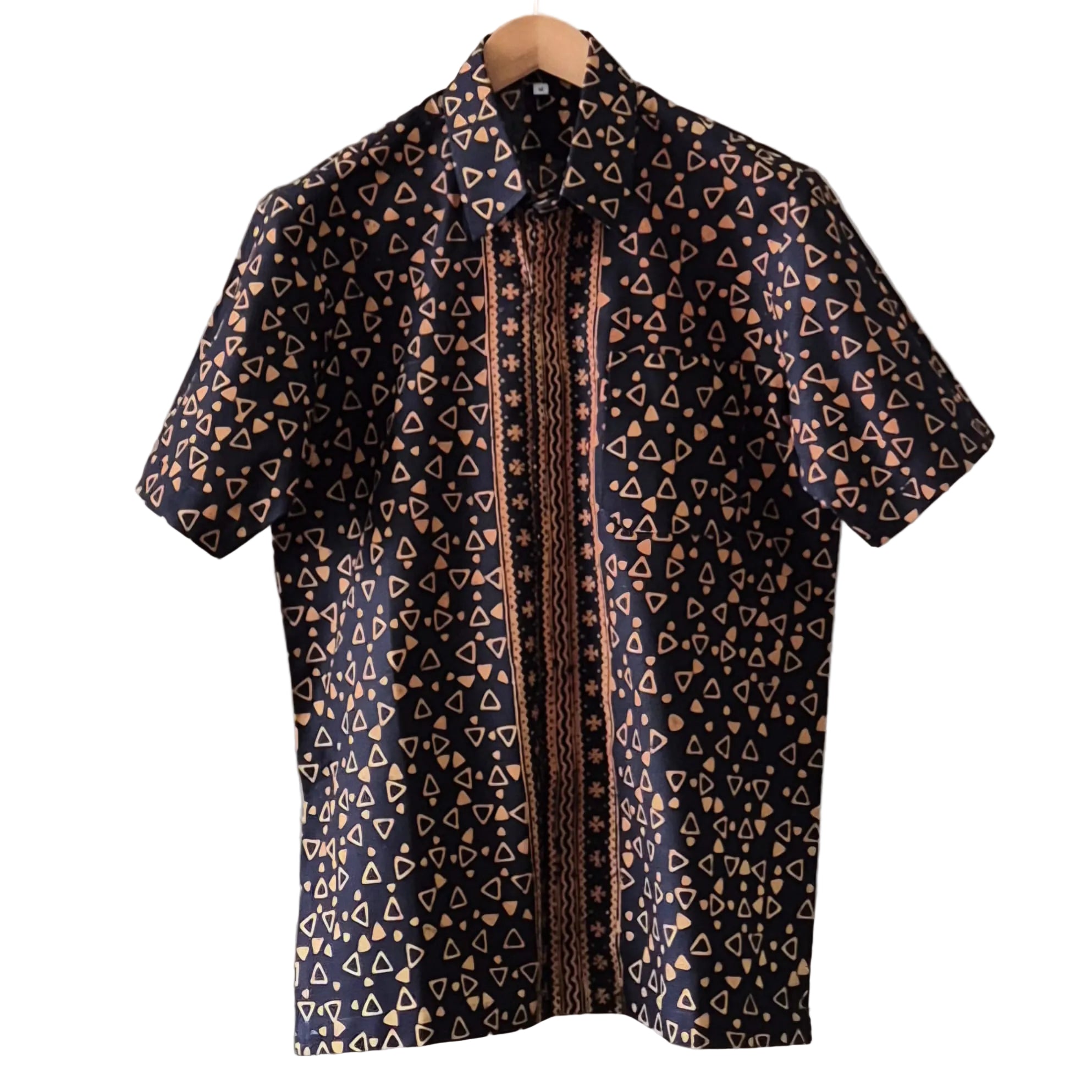 Men's Batik Linen Short Sleeve Shirt - M