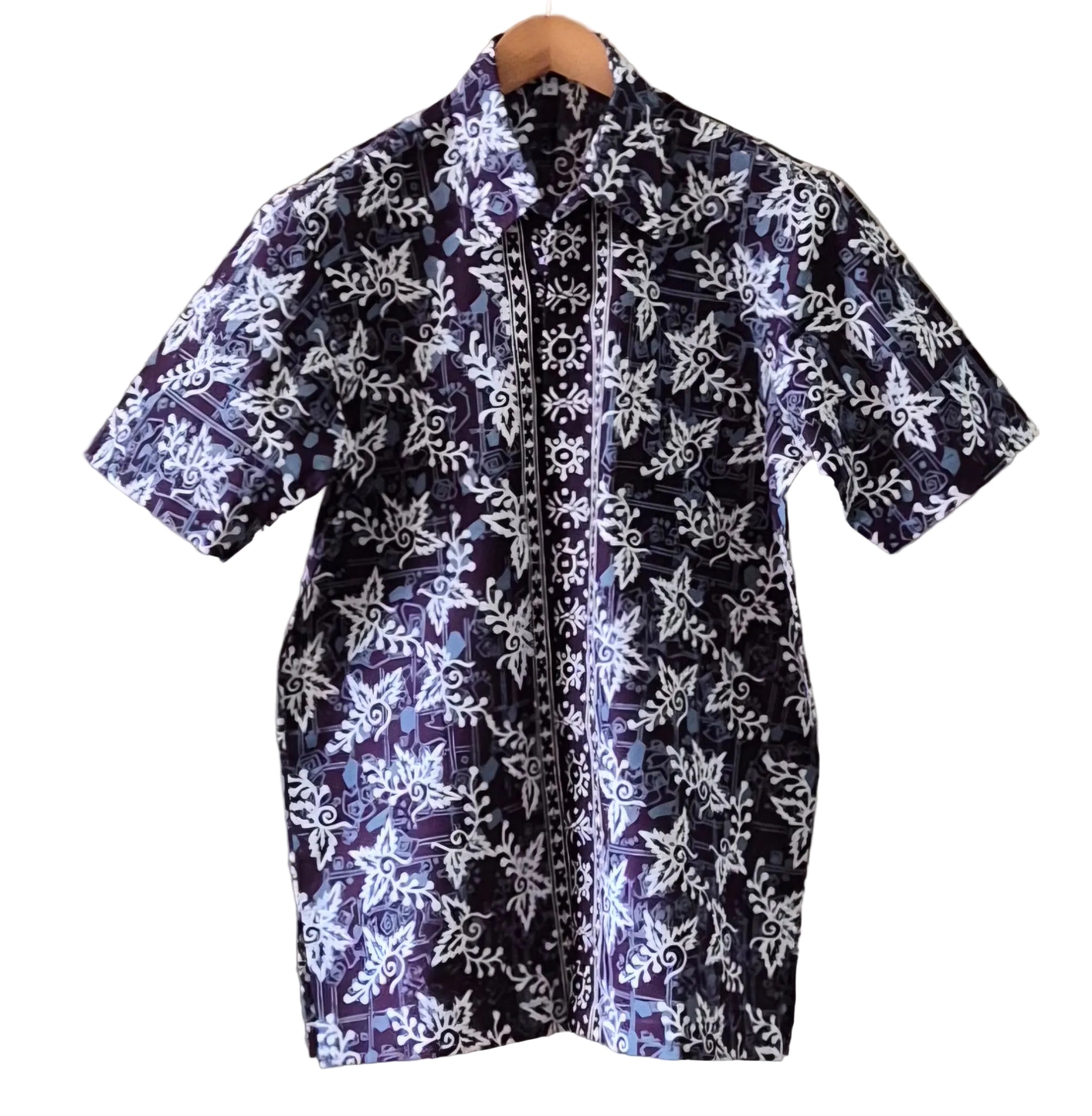 Men's Batik Linen Short Sleeve Shirt - M