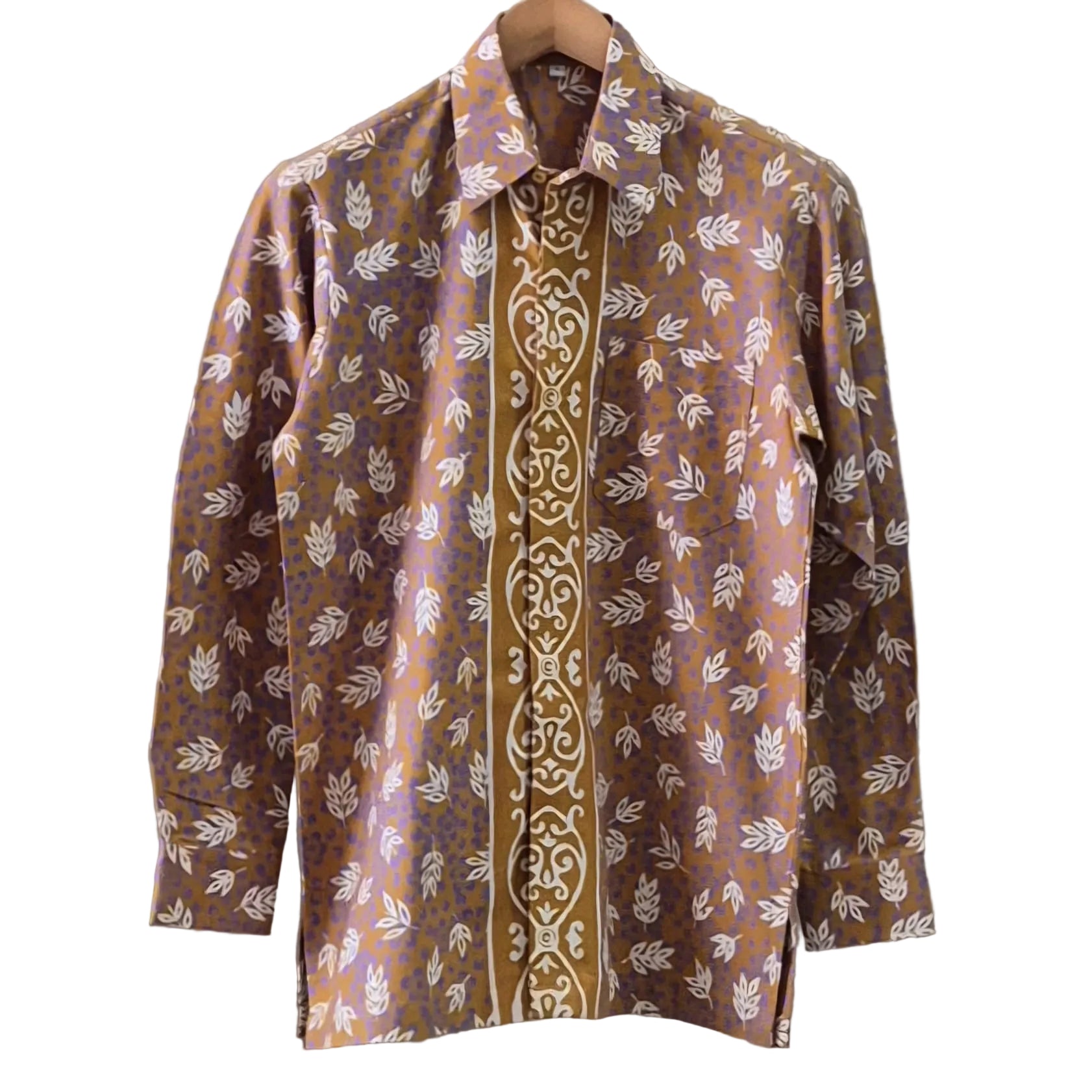 Men's Batik Linen Long Sleeve Shirt - S