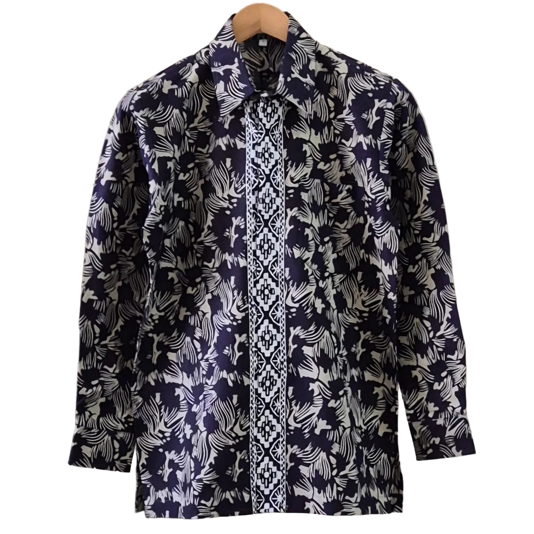 Men's Batik Linen Long Sleeve Shirt - S