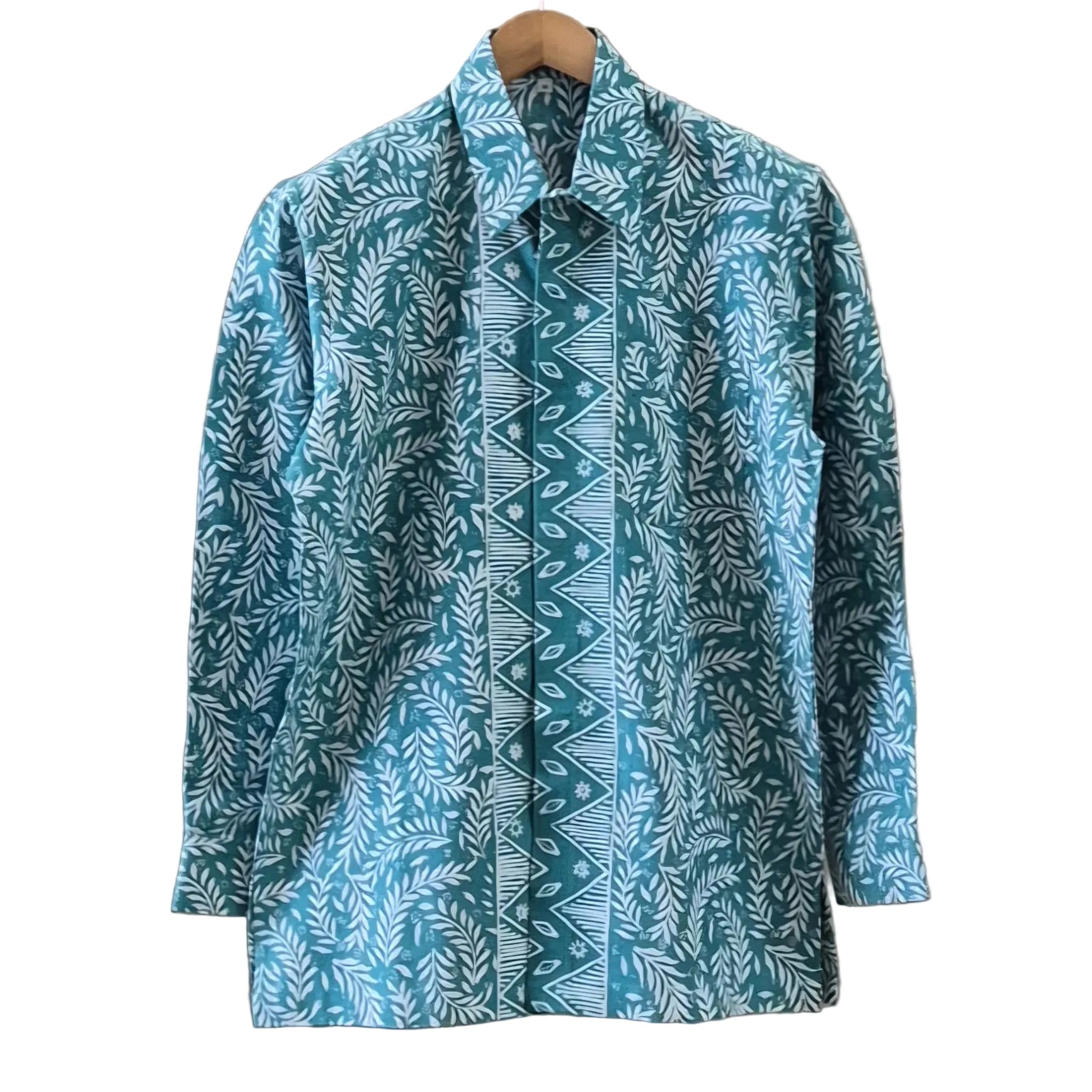 Men's Batik Linen Long Sleeve Shirt - M