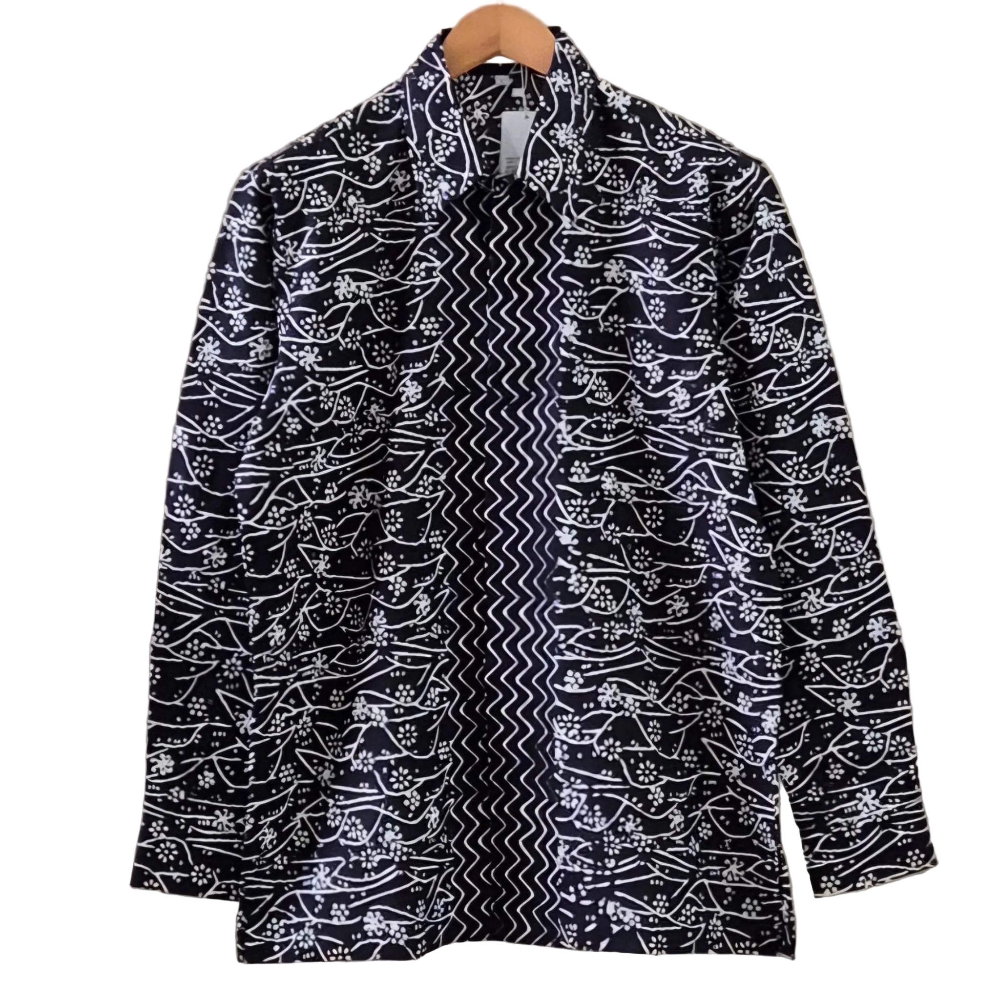 Men's Batik Linen Long Sleeve Shirt - L