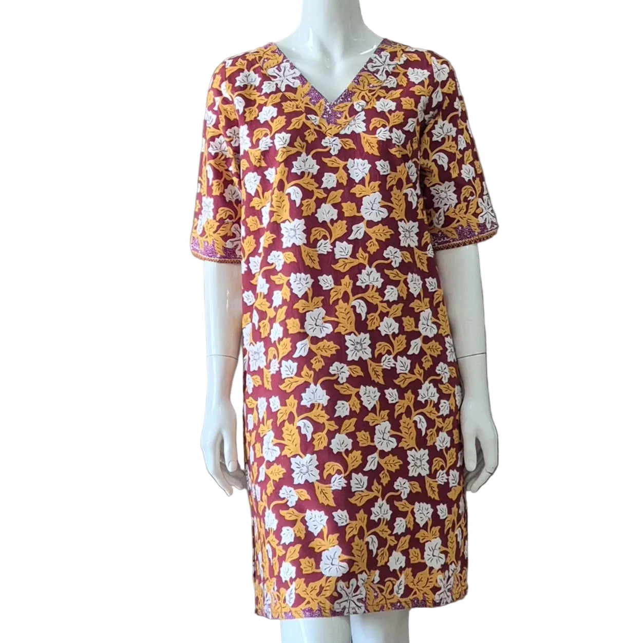 Batik Tulis Classic V Neck Dress - S