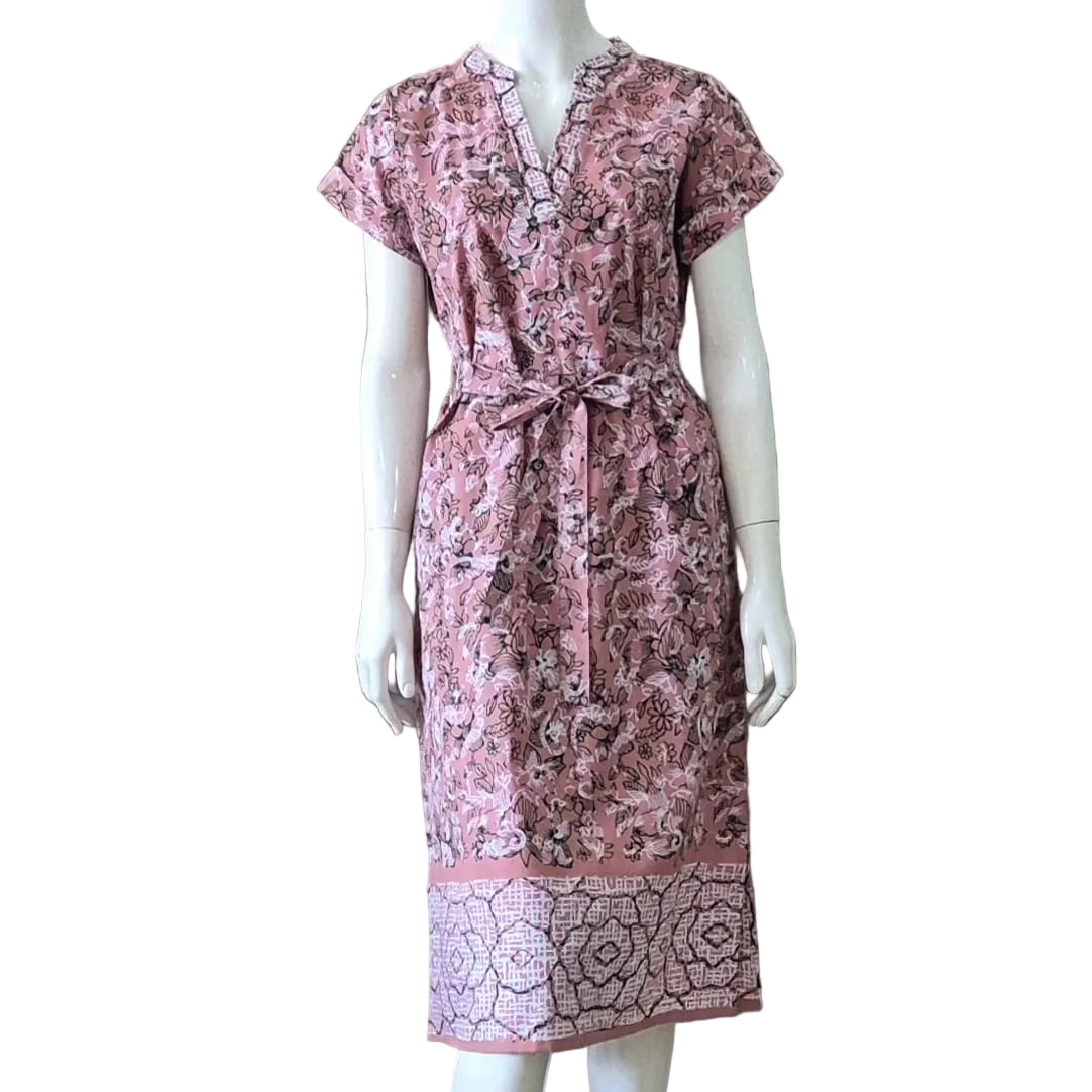 V Neck Cap Sleeve Midi Dress