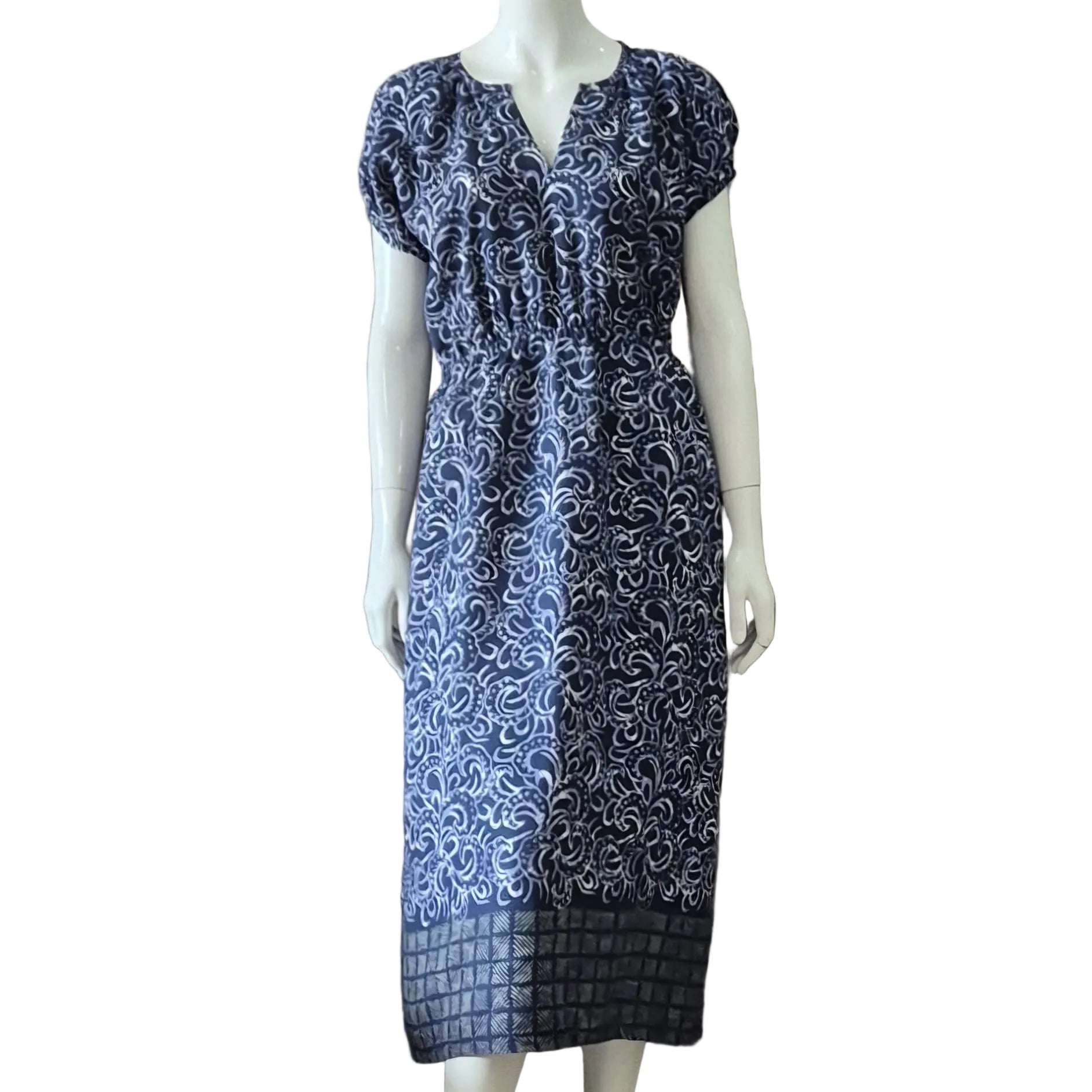 Gathered Waist Midi Dress - L