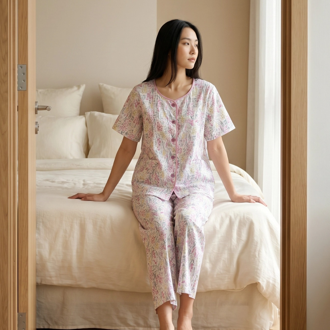 Half Sleeve Pyjamas with triming