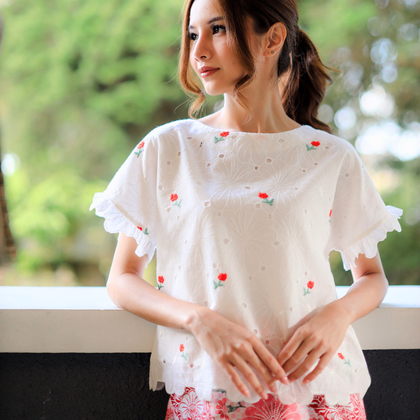 Frill Sleeve Top - Red