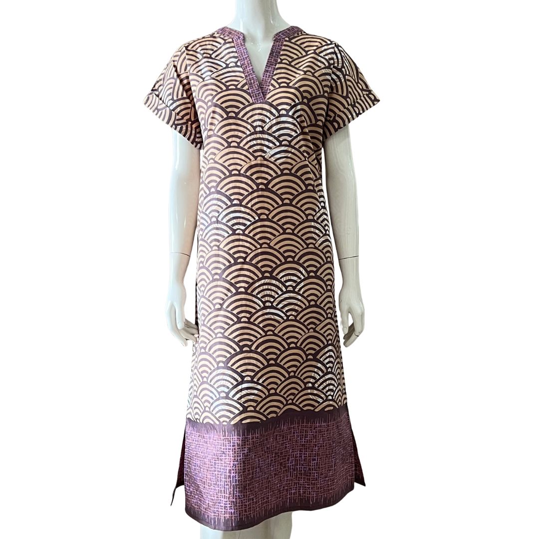 V Neck Cap Sleeve Midi Dress L