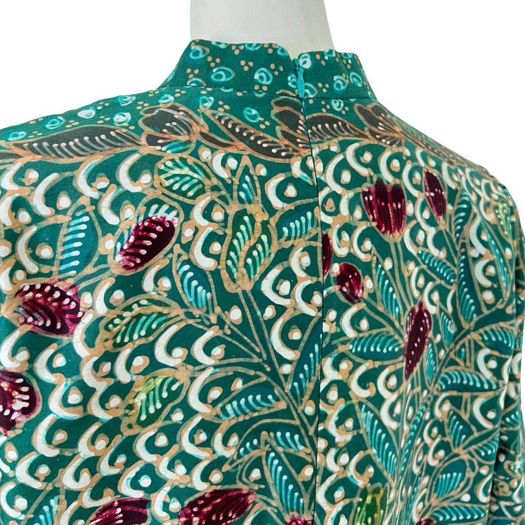 Batik Tulis Puff Sleeve Cheongsam Dress - L